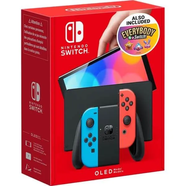 Consola NINTENDO Switch OLED (Joy-Con Neon Red/Neon Blue) + Everybody 1-2-Switch!