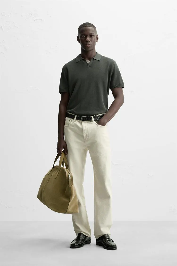 TRICOU POLO DIN TRICOT CU STRUCTURĂ