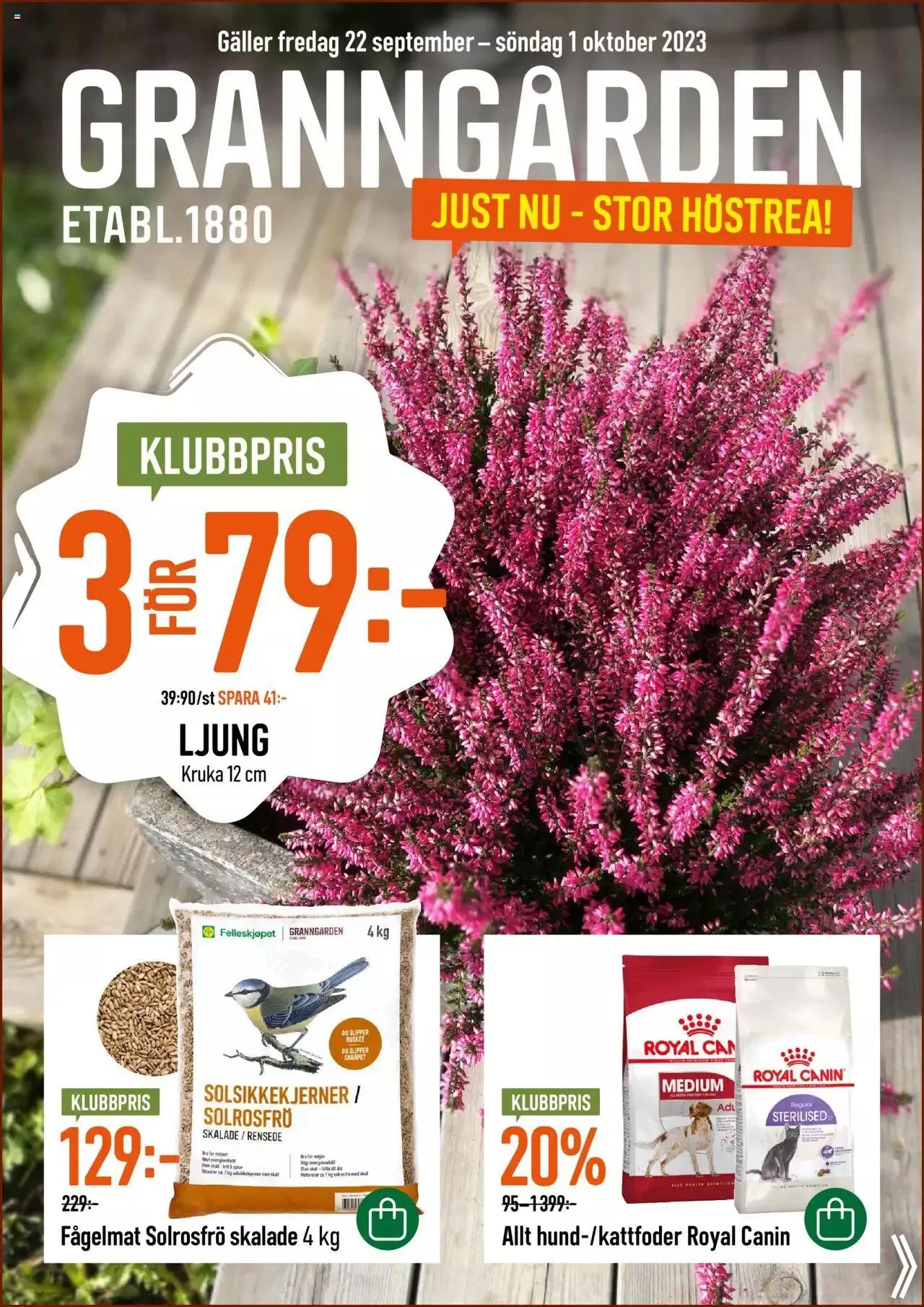Granngården - erbjudanden från 22 september till 1 oktober 2023 - Reklamblad sidor 1
