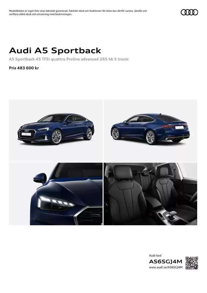 Audi A5 Sportback från 29 oktober till 29 oktober 2025 - Reklamblad sidor 1