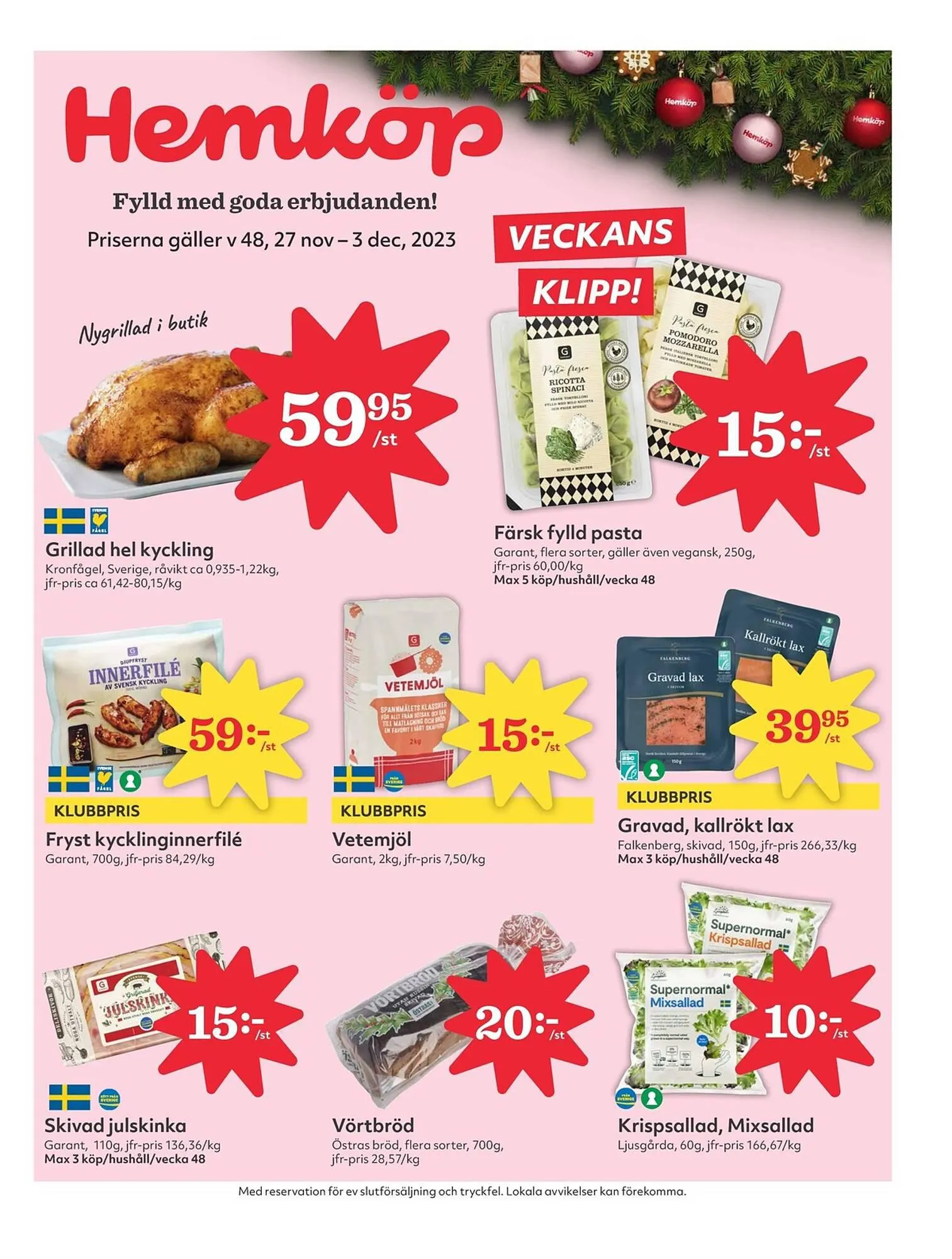 Hemköp reklamblad från 27 november till 3 december 2023 - Reklamblad sidor 1