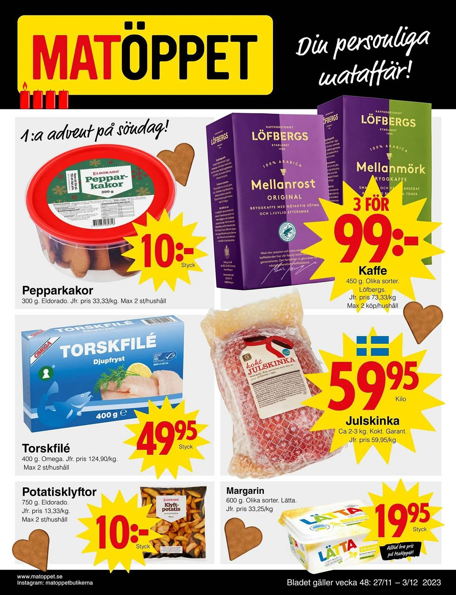 Matöppet reklamblad från 26 november till 3 december 2023 - Reklamblad sidor 1