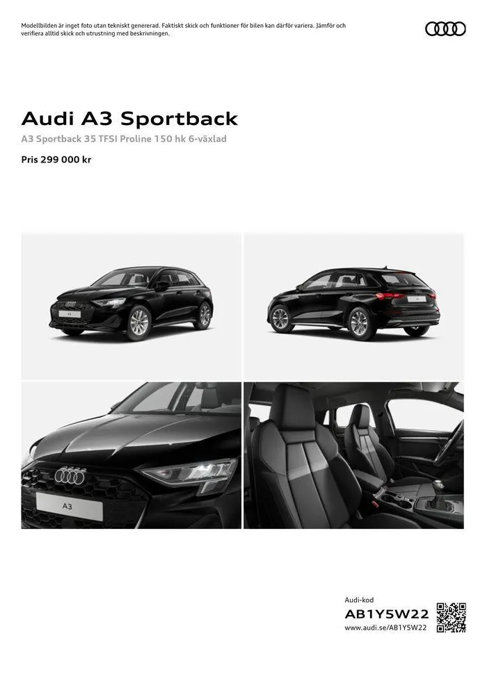 Audi A3 Sportback från 24 september till 24 september 2025 - Reklamblad sidor 1