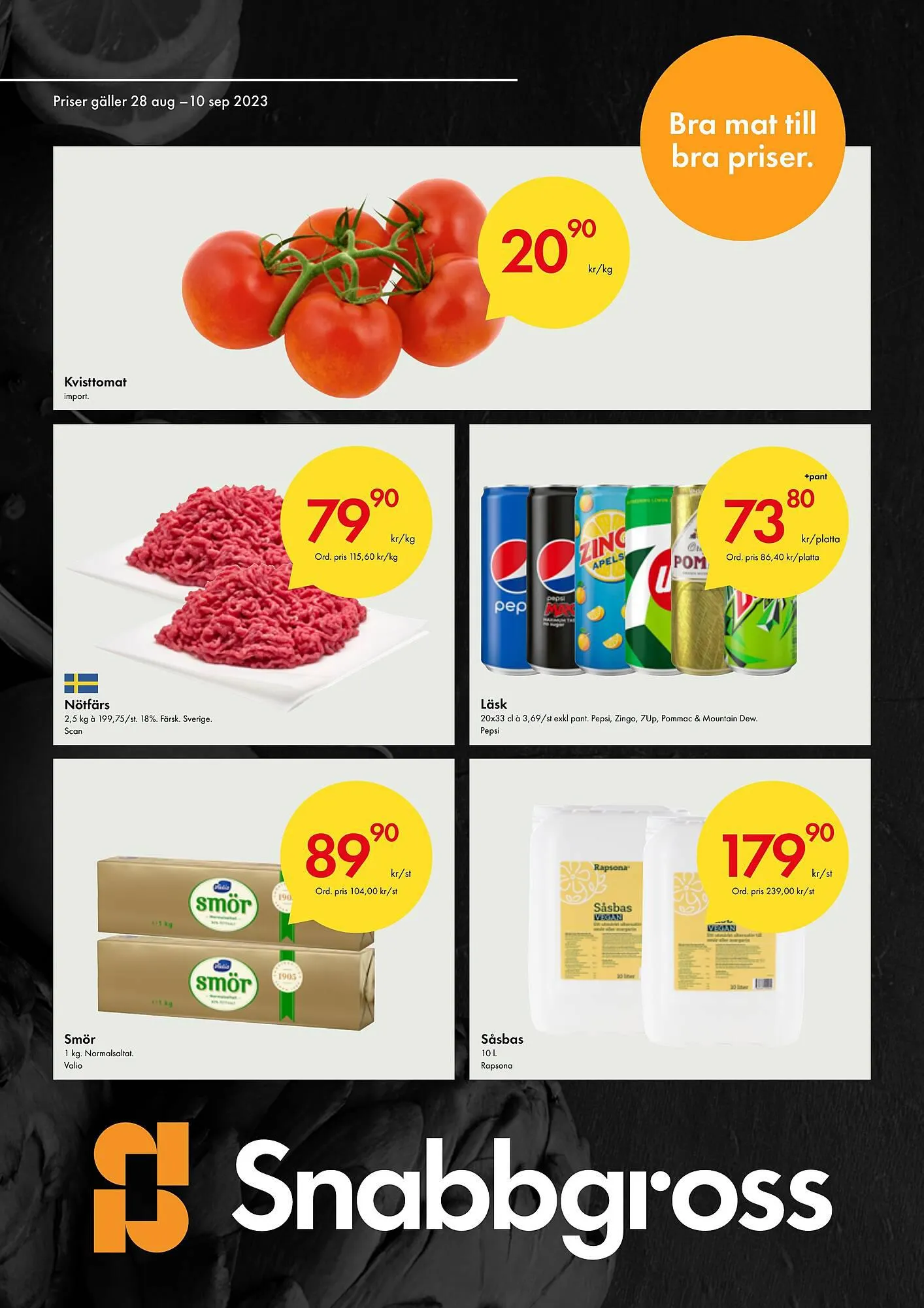 Snabbgross reklamblad från 28 augusti till 10 september 2023 - Reklamblad sidor 1