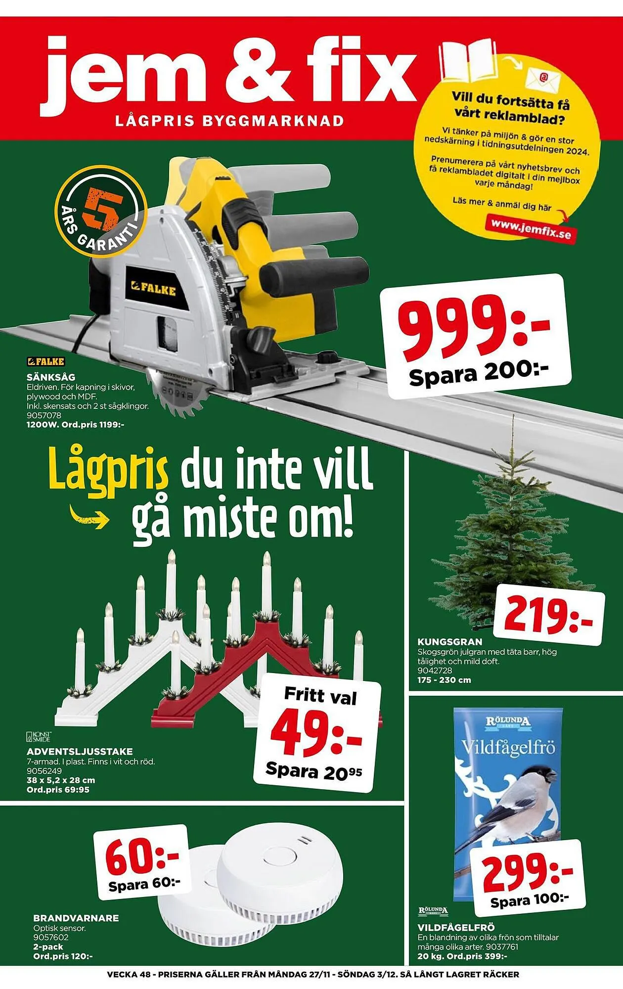 Jem&Fix reklamblad från 26 november till 3 december 2023 - Reklamblad sidor 1