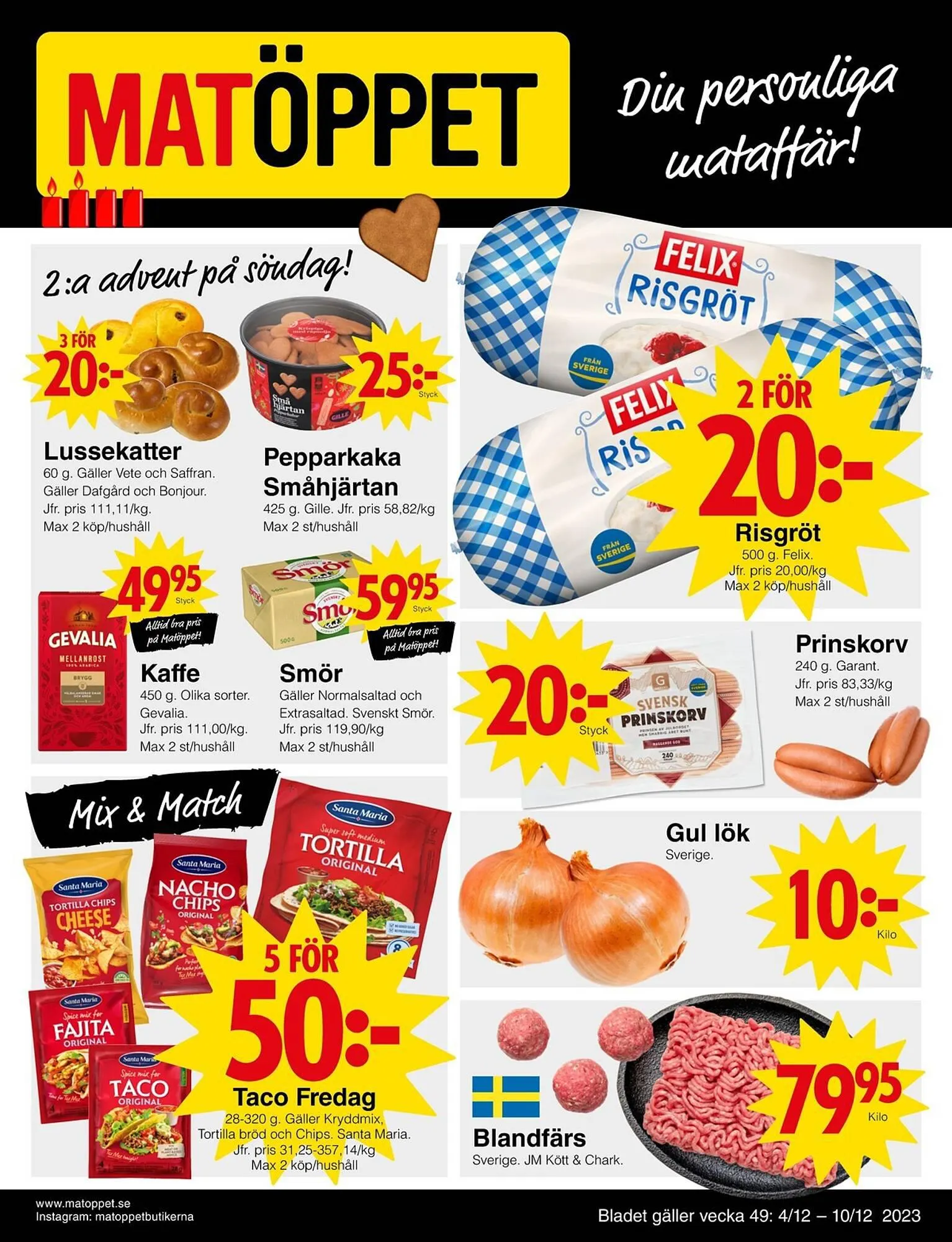Matöppet reklamblad från 4 december till 10 december 2023 - Reklamblad sidor 1