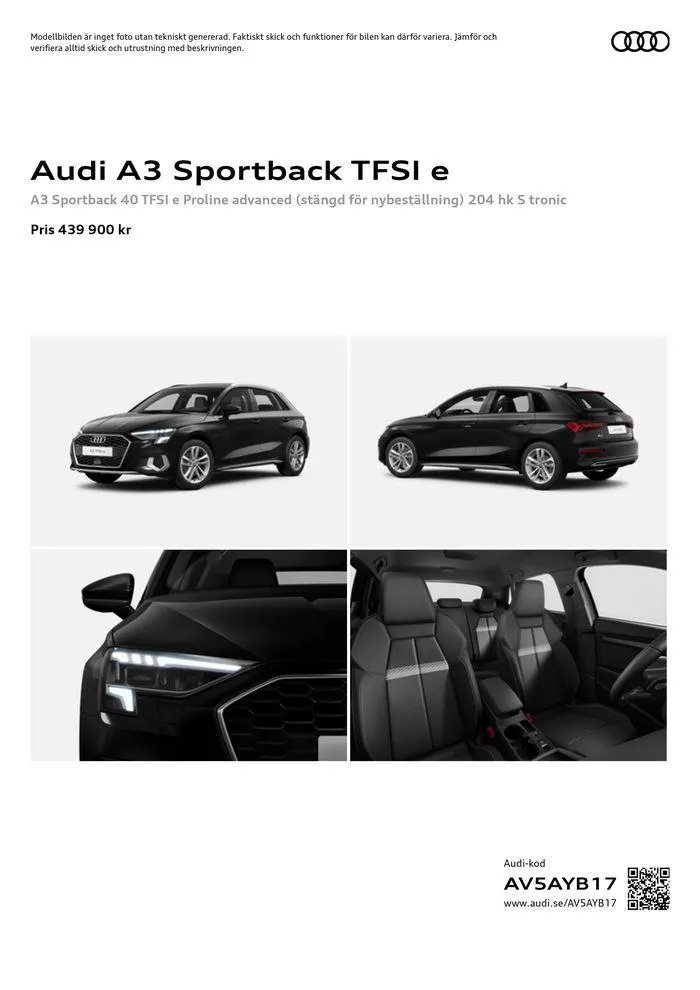 Audi A3 Sportback TFSI e från 24 september till 24 september 2025 - Reklamblad sidor 1