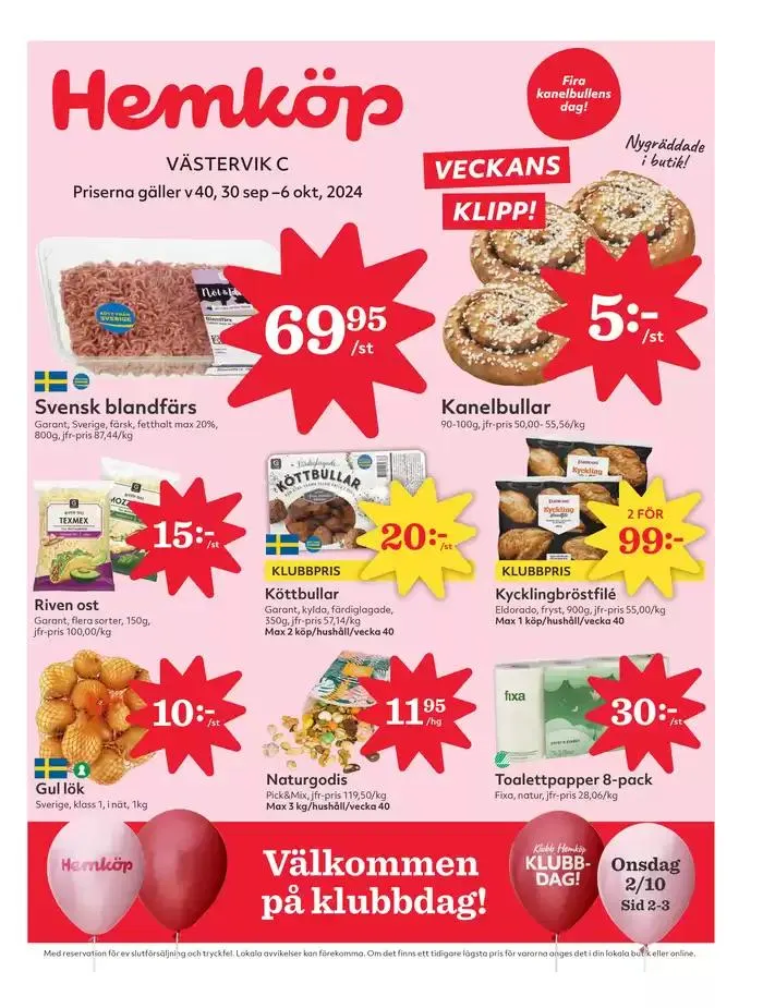 Exklusiva deals för våra kunder från 30 september till 6 oktober 2024 - Reklamblad sidor 1