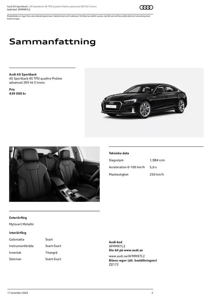 Audi A5 Sportback från 17 november till 17 november 2025 - Reklamblad sidor 2