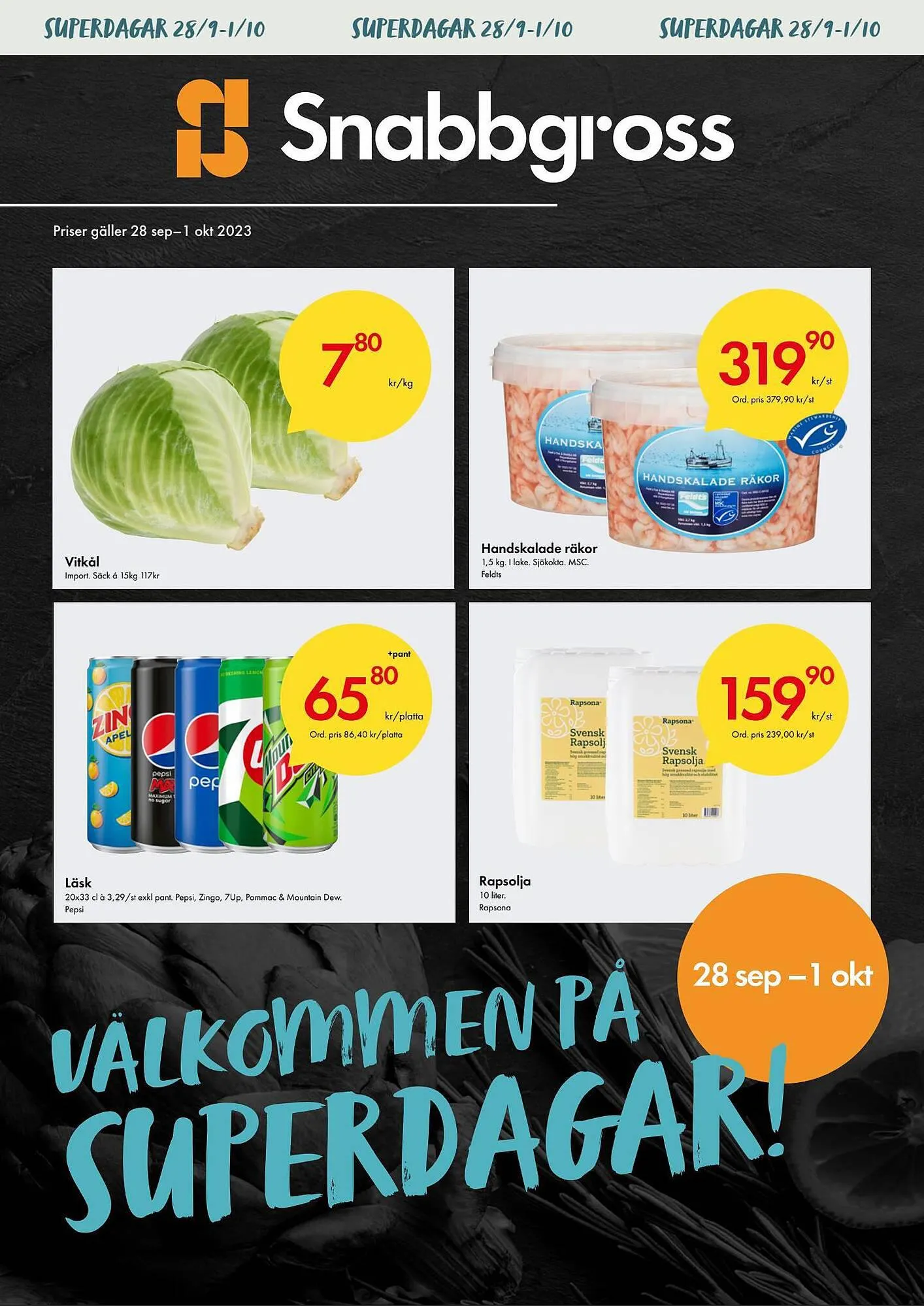 Snabbgross reklamblad från 25 september till 1 oktober 2023 - Reklamblad sidor 1