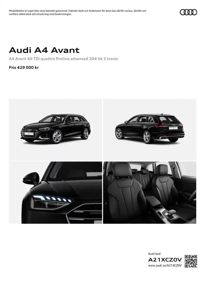 Audi A4 Avant från 8 november till 8 november 2025 - Reklamblad sidor 1