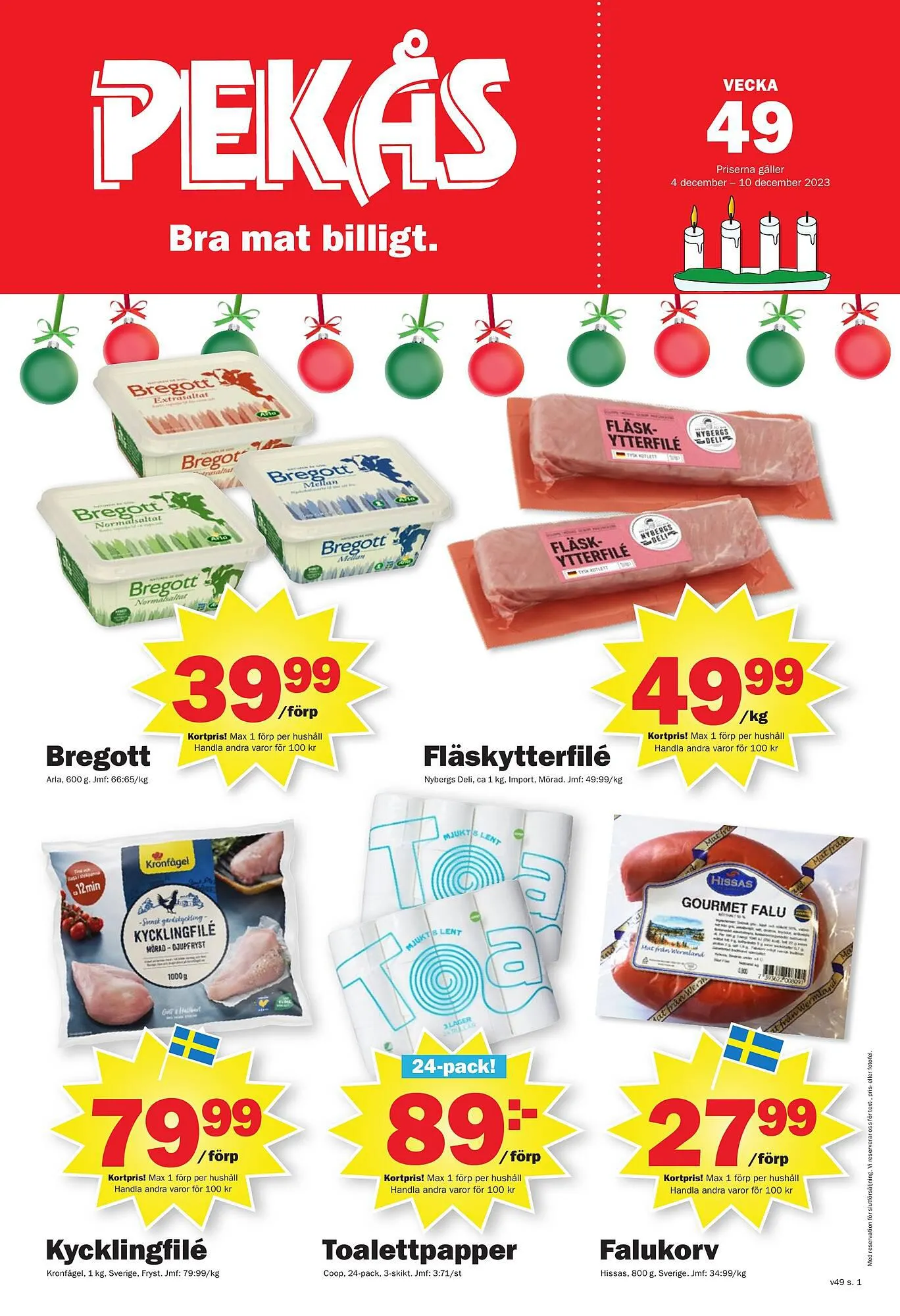 Pekås reklamblad från 4 december till 9 december 2023 - Reklamblad sidor 1