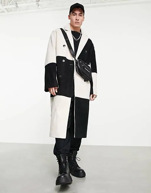 ASOS DESIGN – Storrutig ytterrock i yllelook och oversize