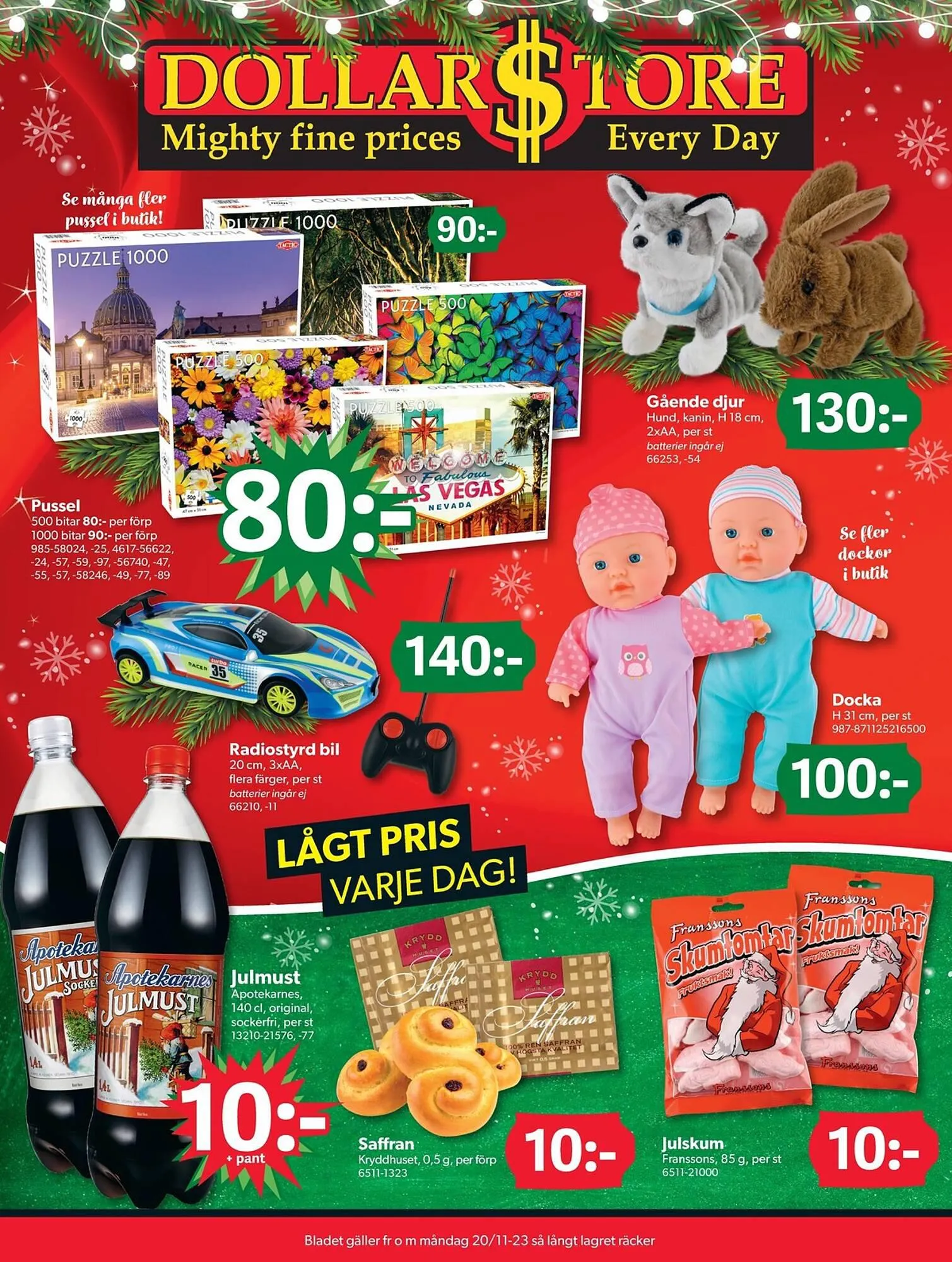 DollarStore reklamblad från 20 november till 20 december 2023 - Reklamblad sidor 1