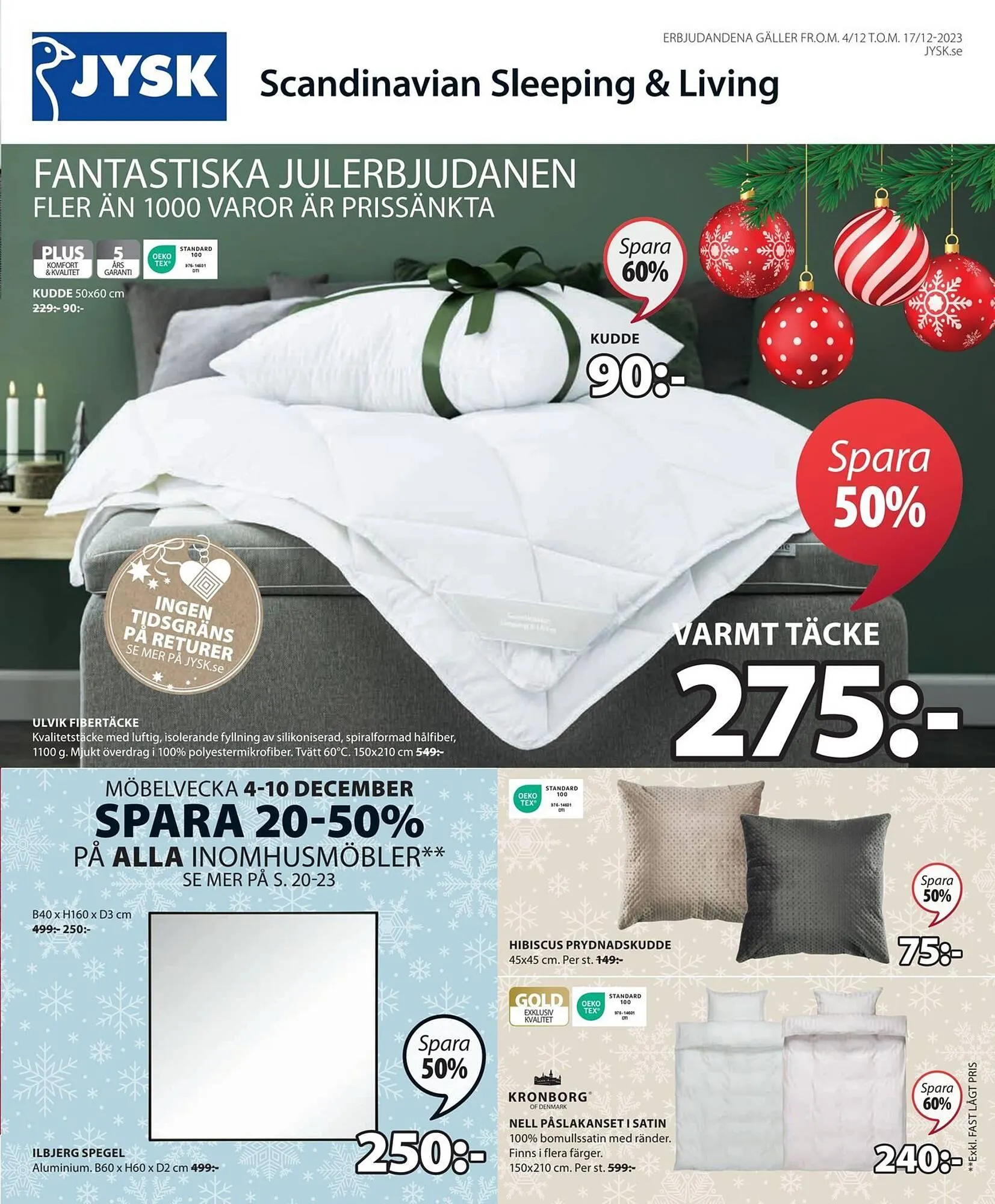 JYSK reklamblad från 3 december till 17 december 2023 - Reklamblad sidor 1