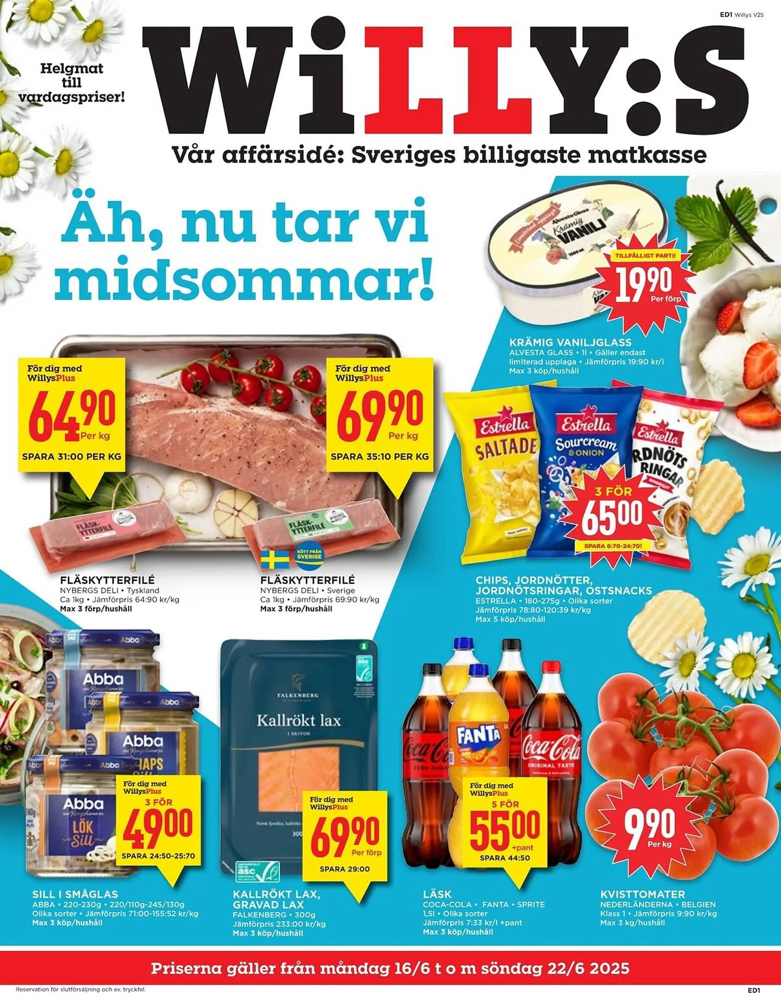 Willys reklamblad från 16 juni till 22 juni 2025 - Reklamblad sidor 1