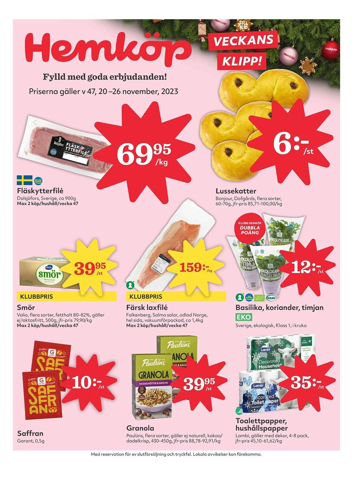 Hemköp reklamblad från 20 november till 26 november 2023 - Reklamblad sidor 1