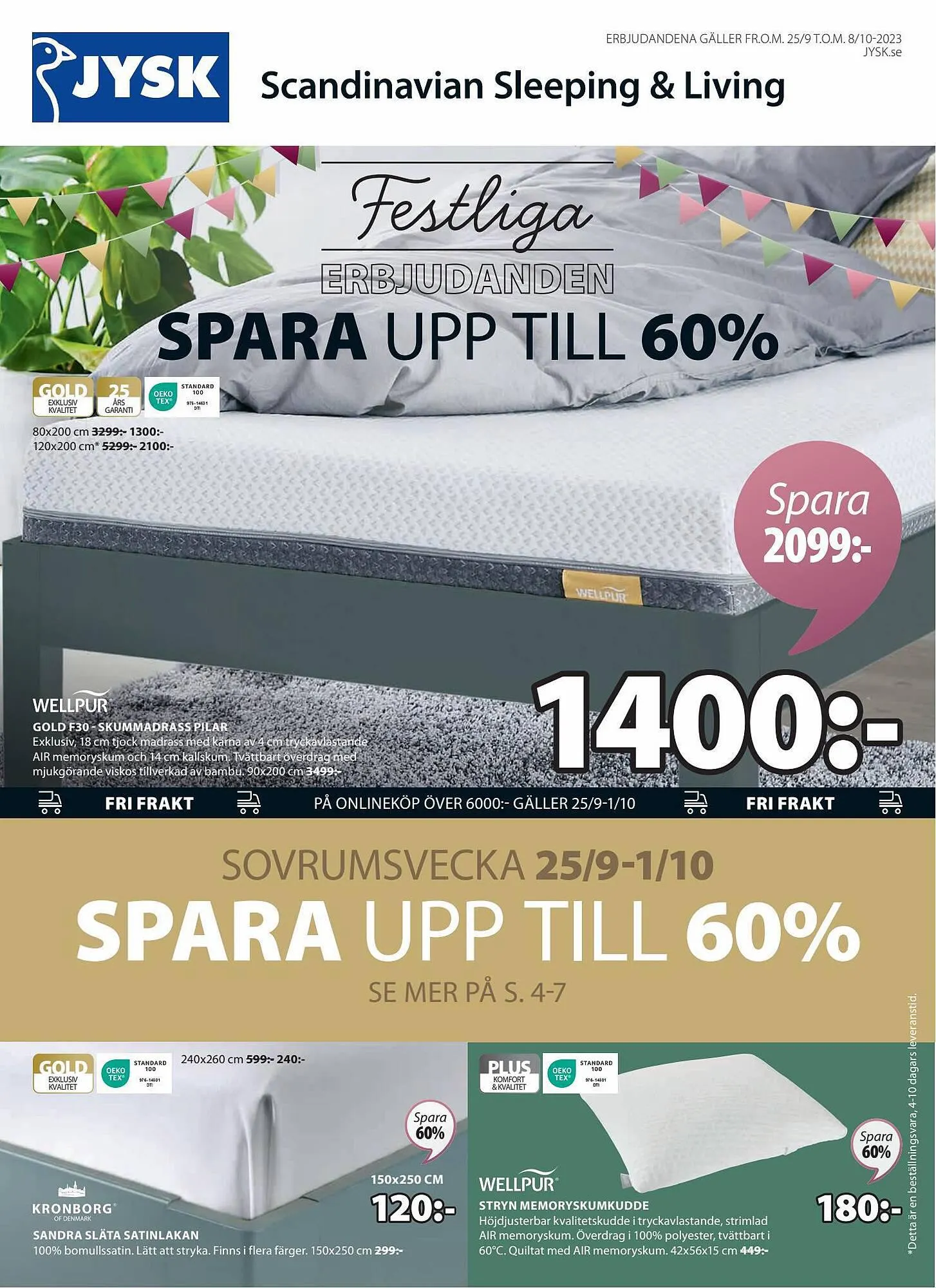 JYSK reklamblad från 25 september till 8 oktober 2023 - Reklamblad sidor 1