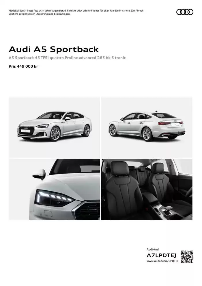 Audi A5 Sportback från 8 december till 8 december 2025 - Reklamblad sidor 1