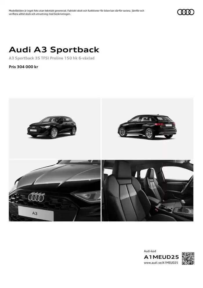 Audi A3 Sportback från 1 november till 1 november 2025 - Reklamblad sidor 1