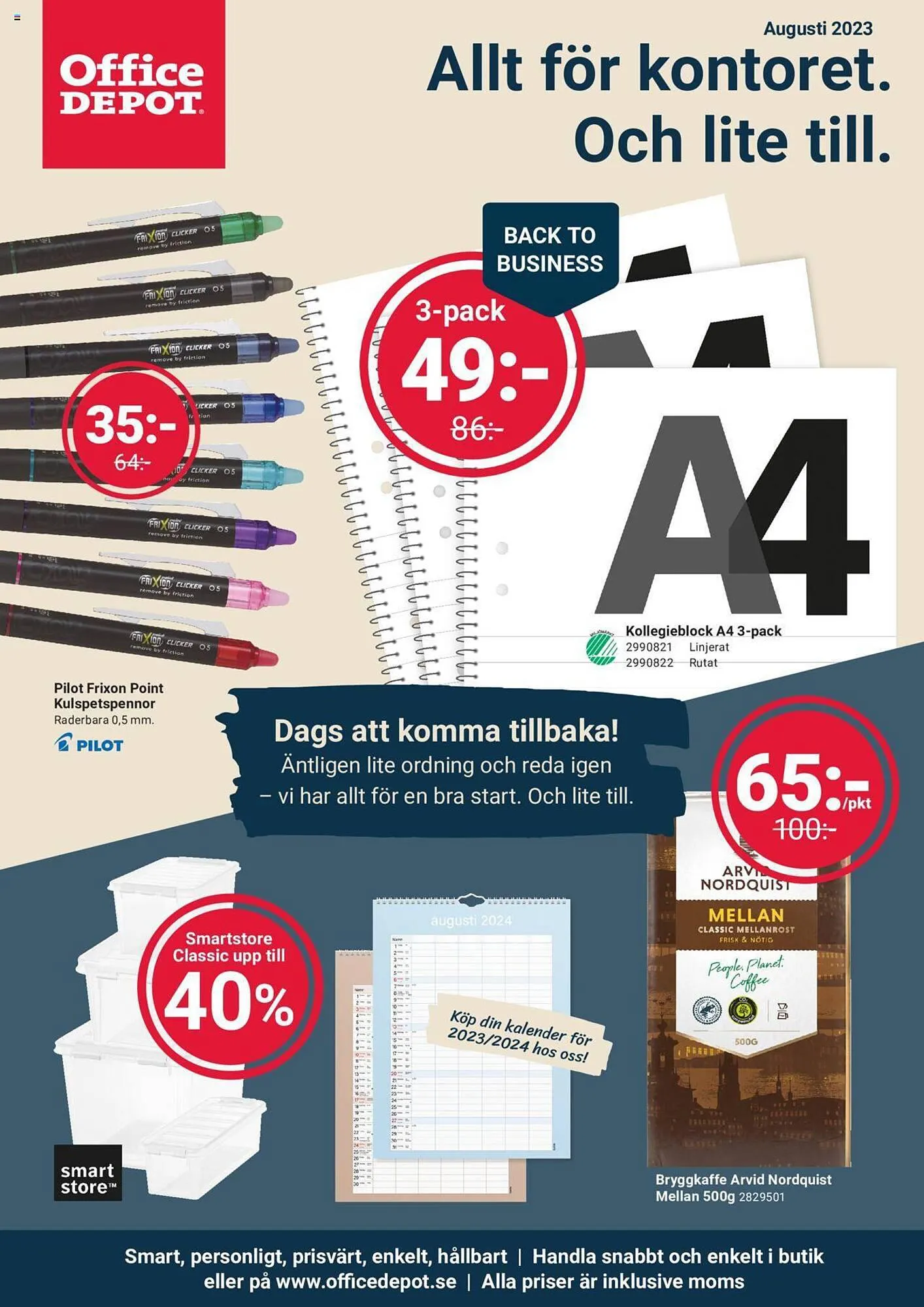 Office Depot reklamblad från 1 augusti till 31 augusti 2023 - Reklamblad sidor 1