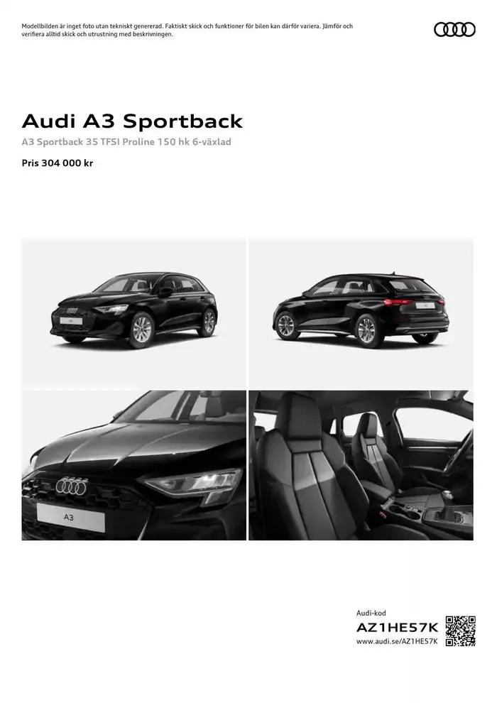 Audi A3 Sportback från 5 oktober till 5 oktober 2025 - Reklamblad sidor 1