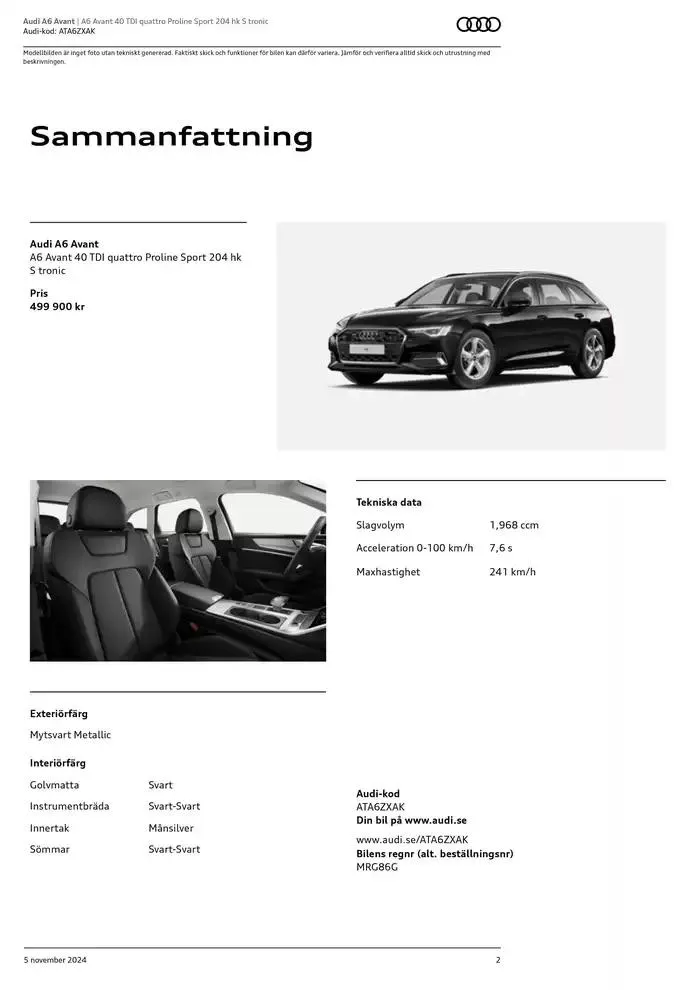 Audi A6 Avant från 5 november till 5 november 2025 - Reklamblad sidor 2