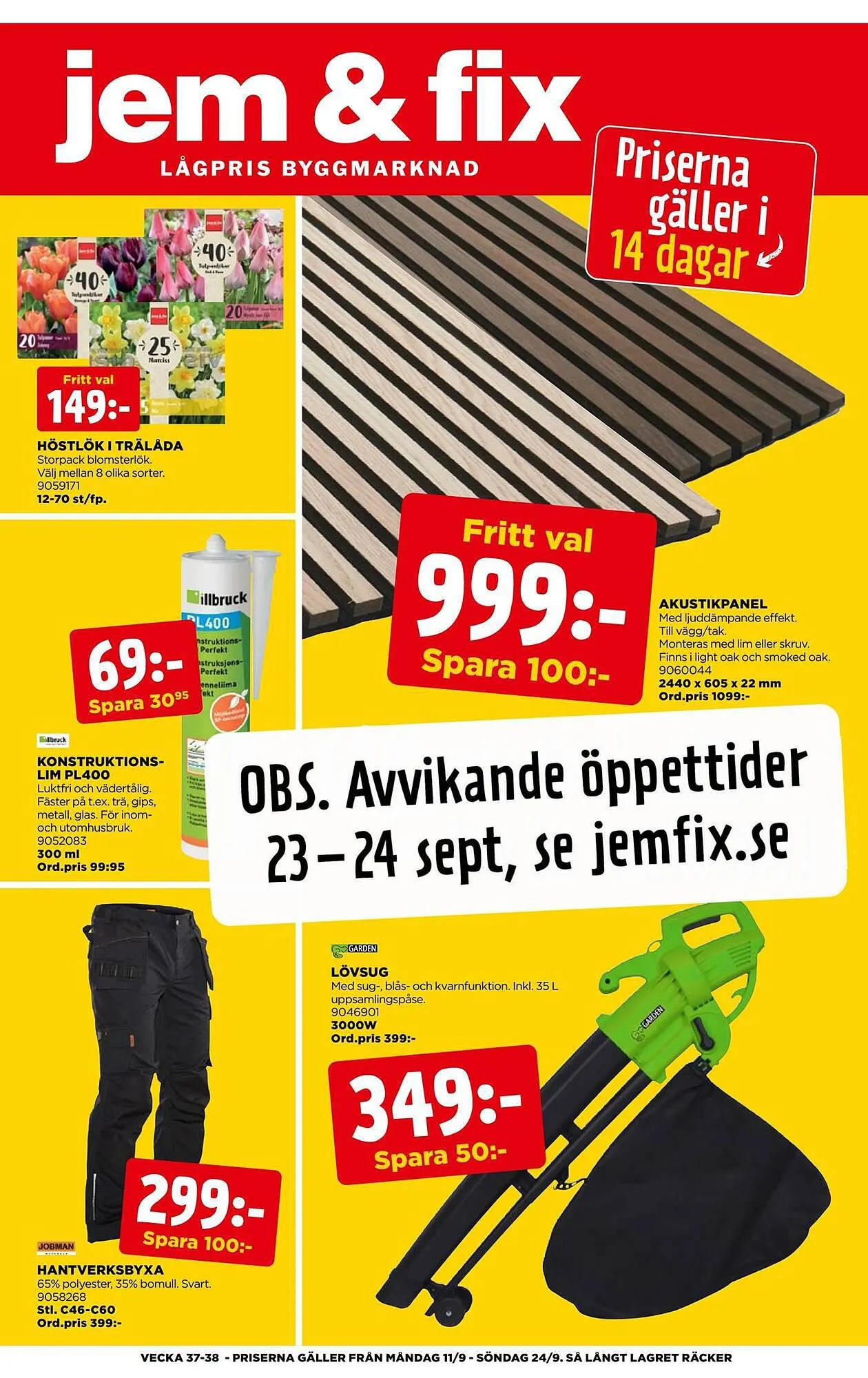 Jem&Fix reklamblad från 10 september till 24 september 2023 - Reklamblad sidor 1