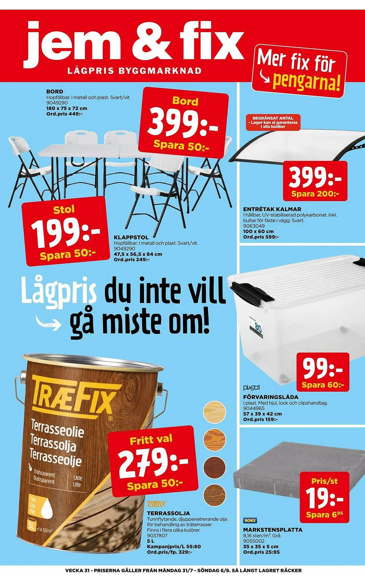 Jem&Fix reklamblad från 30 juli till 6 augusti 2023 - Reklamblad sidor 1
