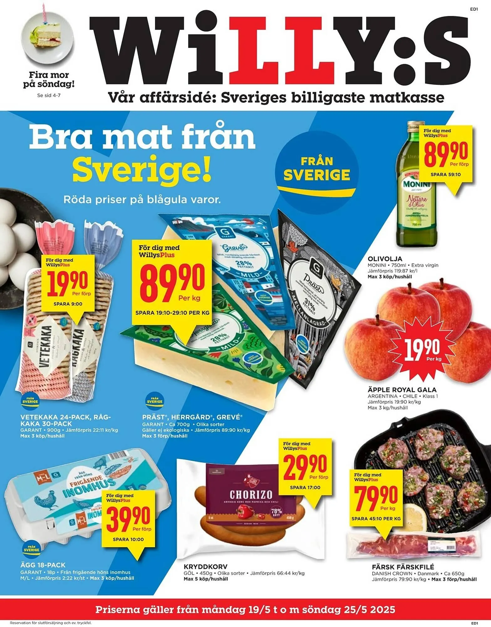 Willys reklamblad från 19 maj till 25 maj 2025 - Reklamblad sidor 1
