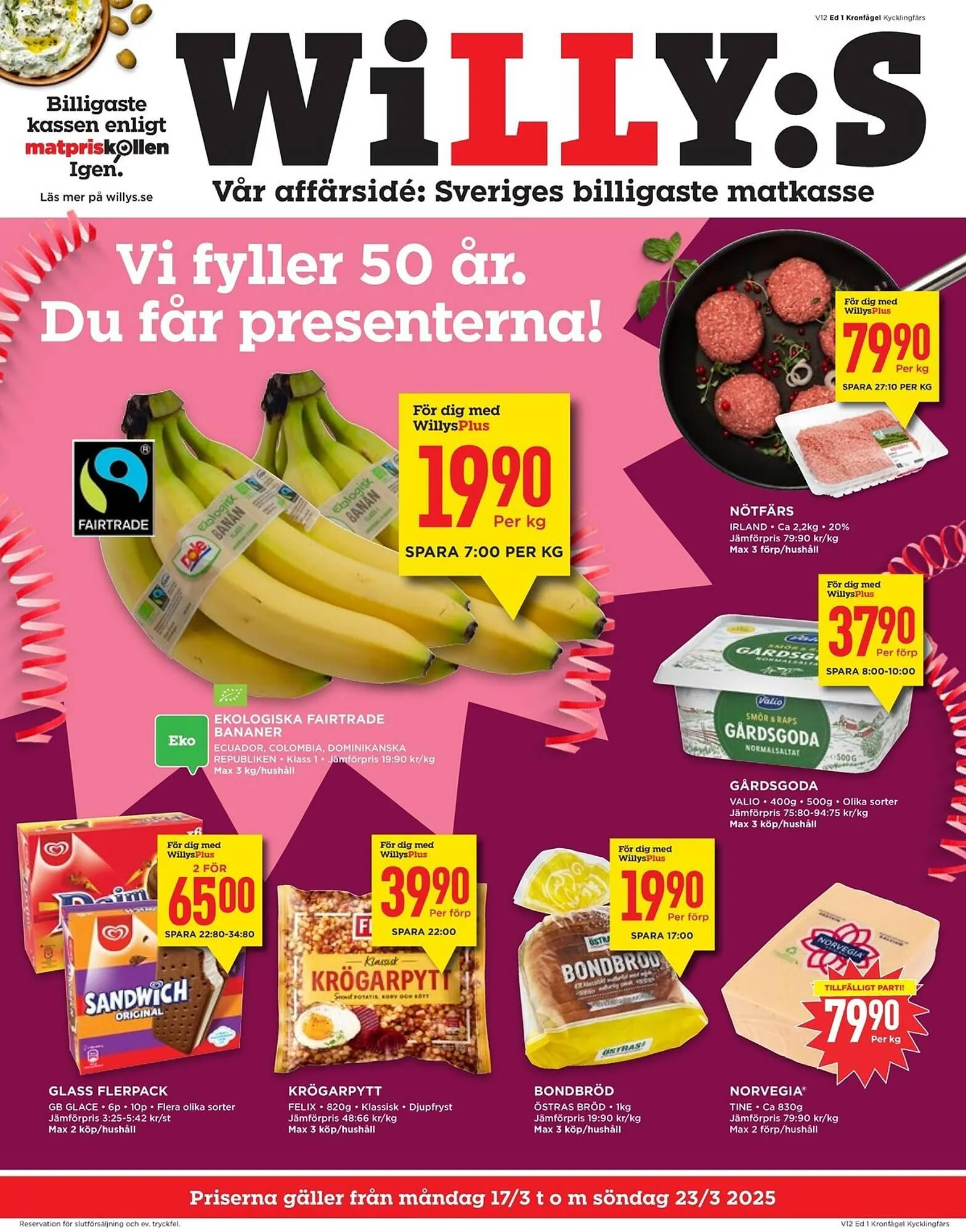 Willys reklamblad från 17 mars till 23 mars 2025 - Reklamblad sidor 1