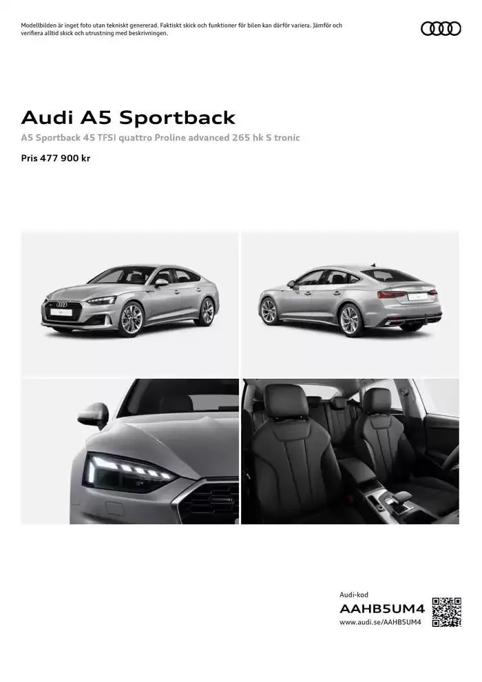 Audi A5 Sportback från 10 oktober till 10 oktober 2025 - Reklamblad sidor 1