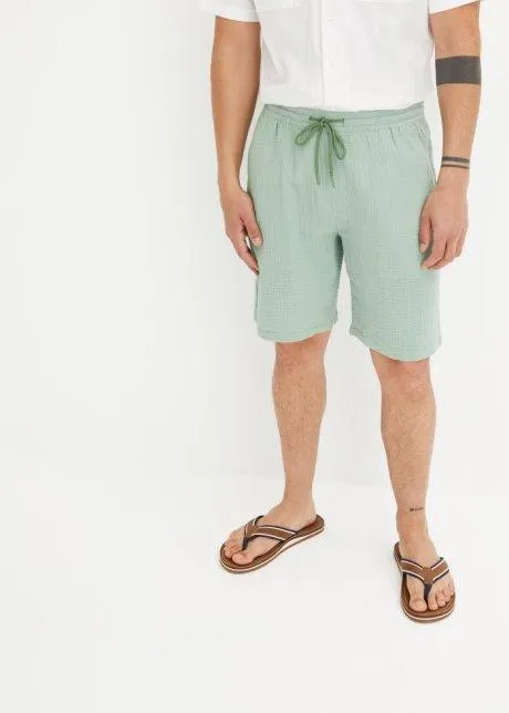Långa muslinshorts, Regular Fit