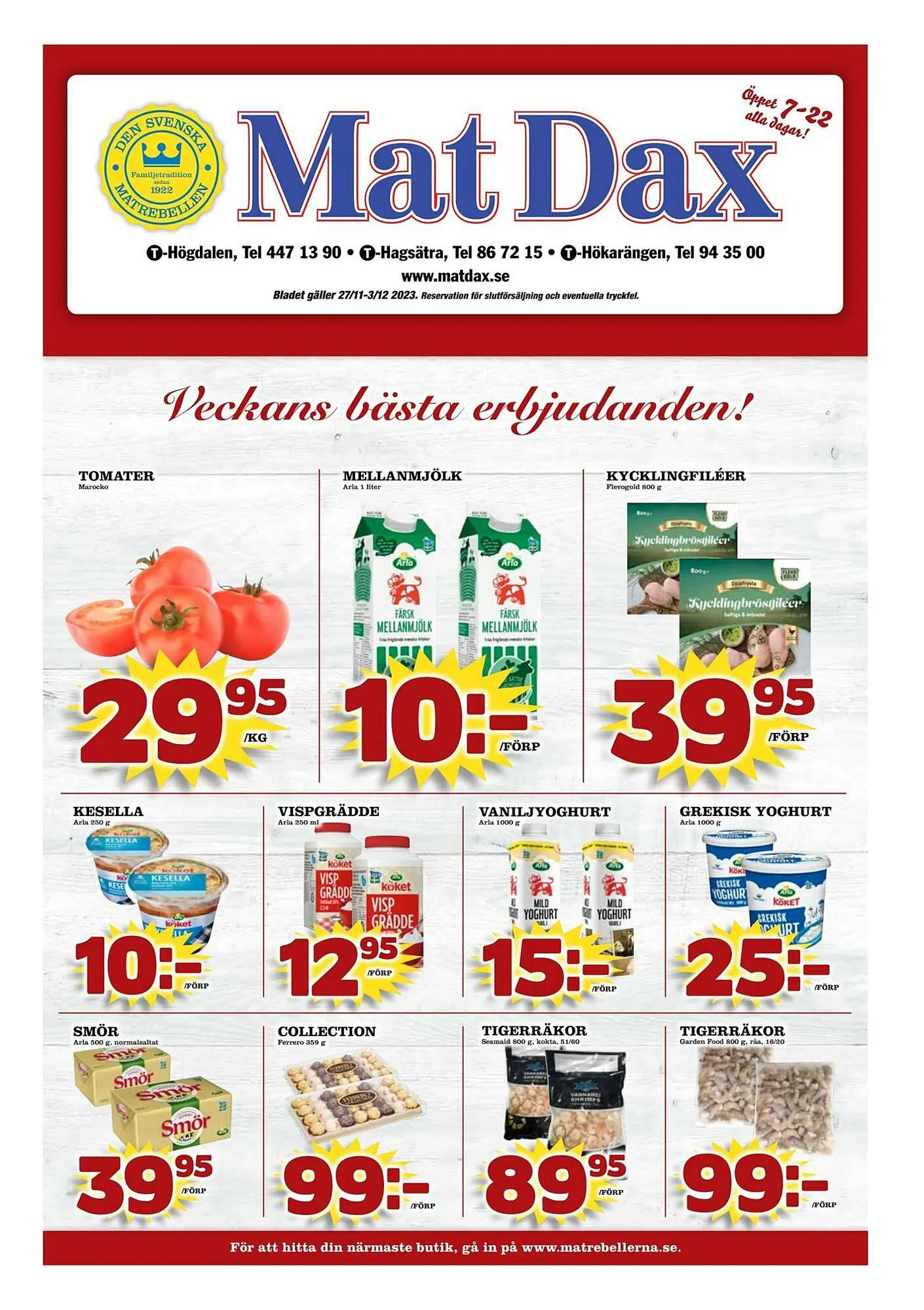 Matdax reklamblad från 26 november till 3 december 2023 - Reklamblad sidor 1