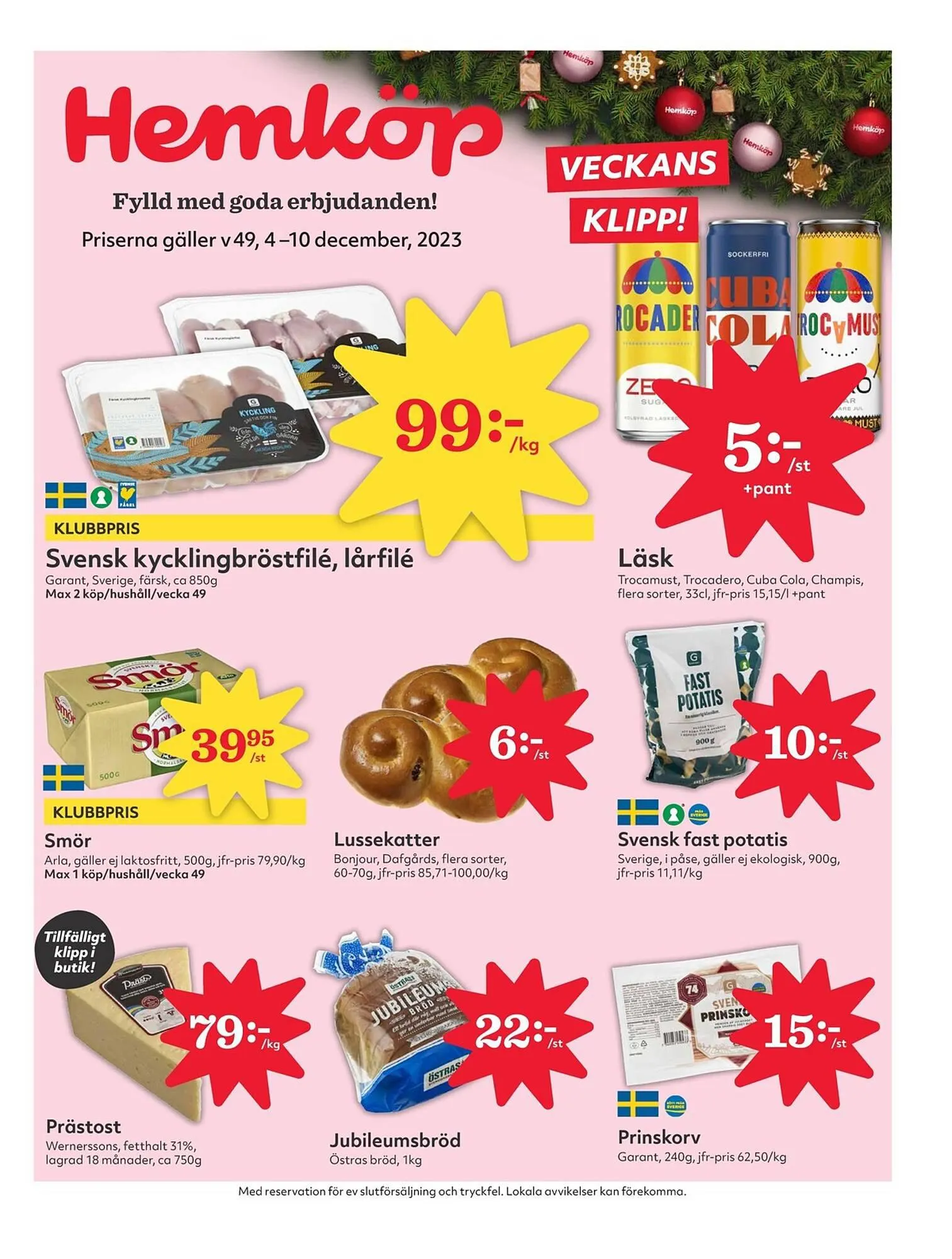 Hemköp reklamblad från 4 december till 10 december 2023 - Reklamblad sidor 1