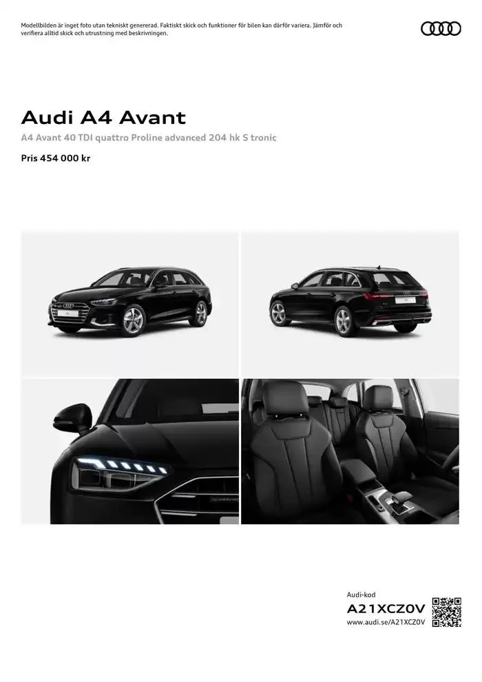 Audi A4 Avant från 1 oktober till 1 oktober 2025 - Reklamblad sidor 1