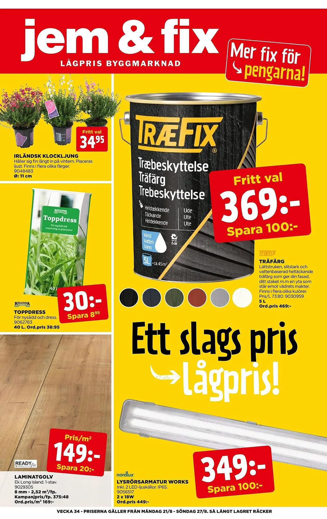 Jem&Fix reklamblad från 20 augusti till 27 augusti 2023 - Reklamblad sidor 1