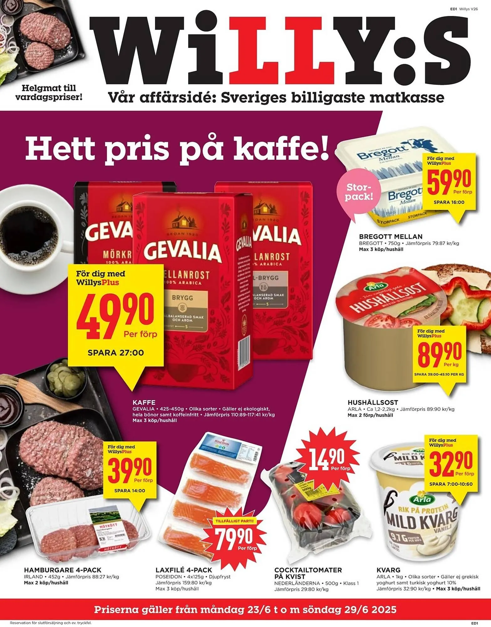 Willys reklamblad från 23 juni till 29 juni 2025 - Reklamblad sidor 1