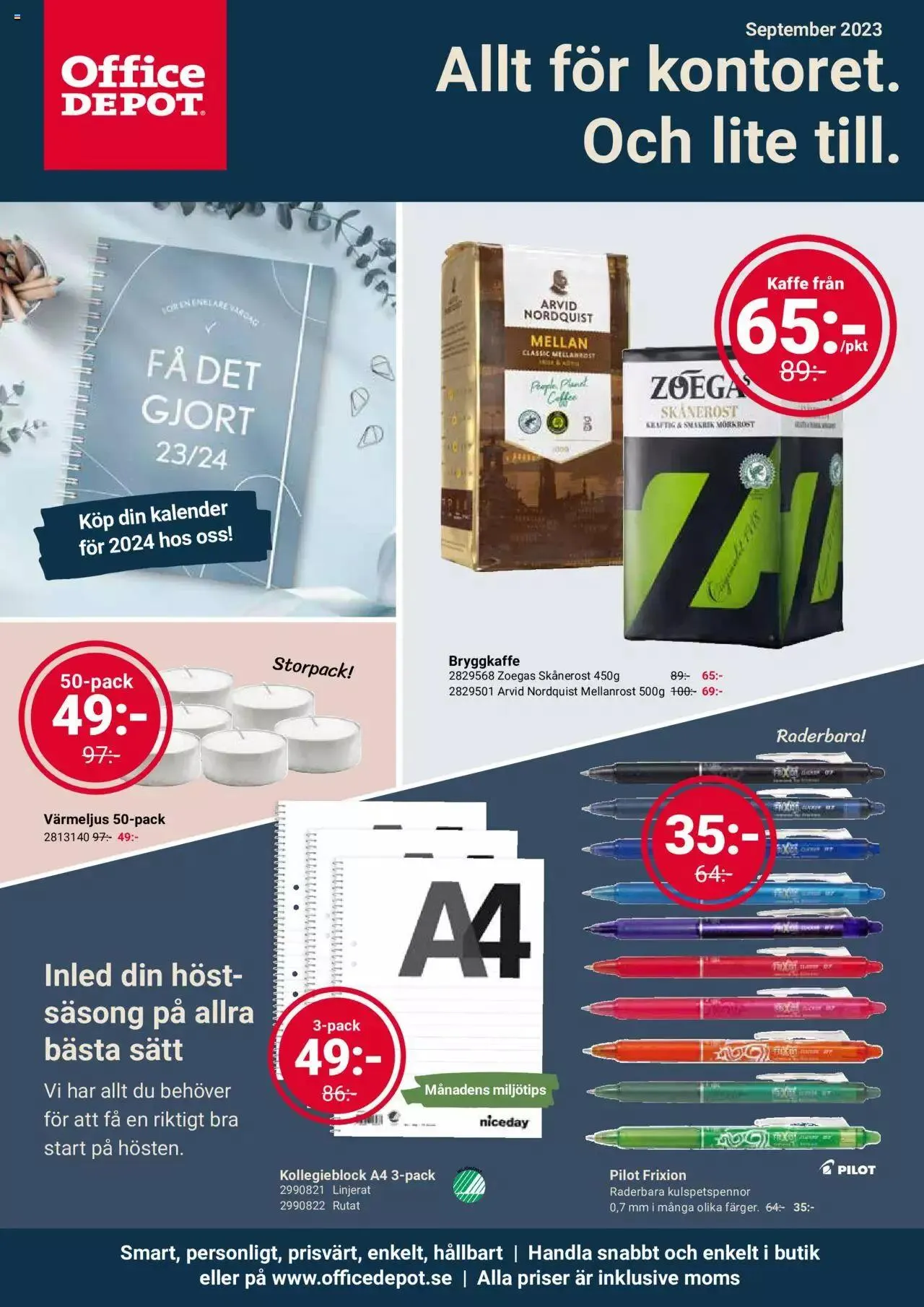 Office Depot - erbjudanden från 1 september till 30 september 2023 - Reklamblad sidor 1