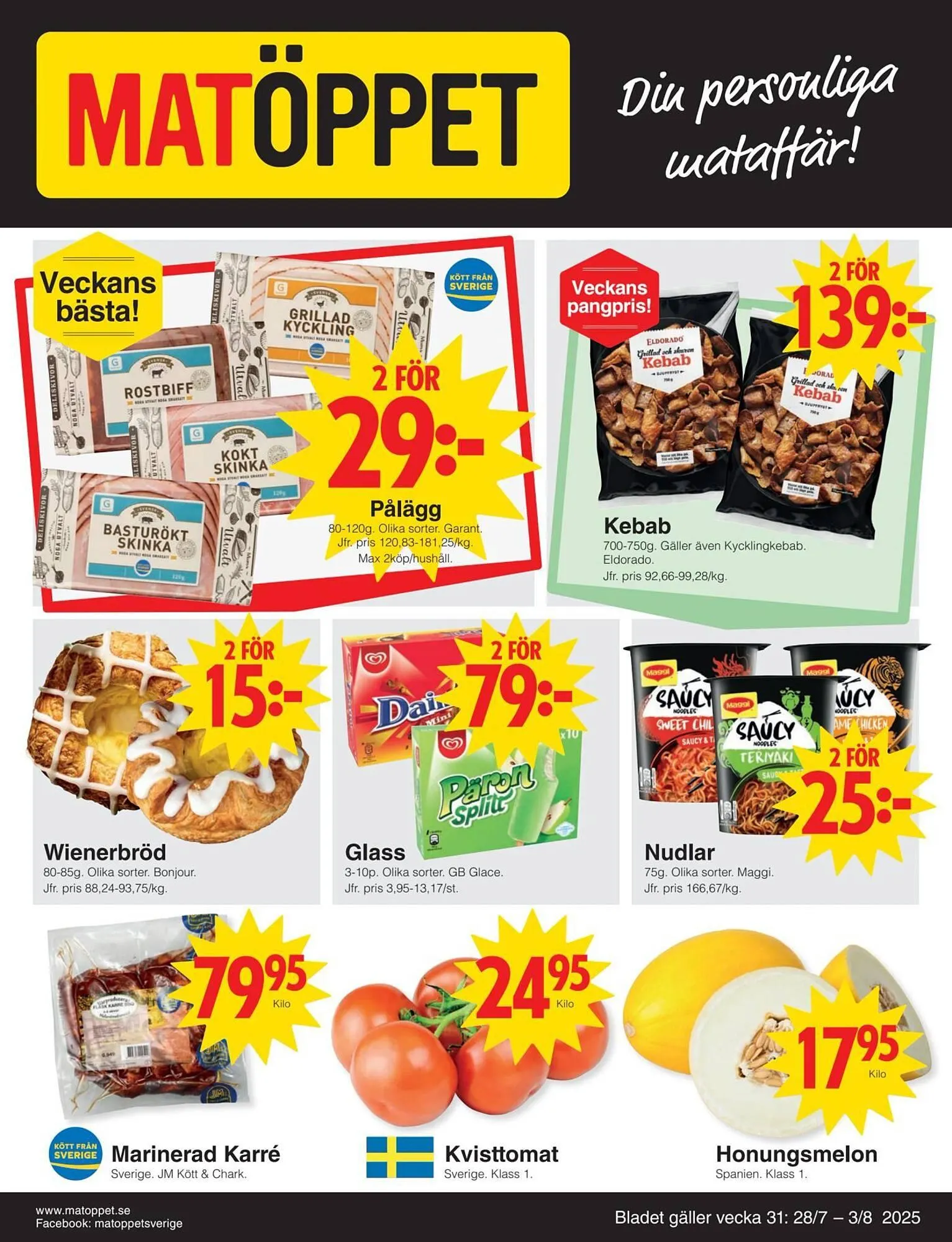 Matöppet reklamblad från 28 juli till 3 augusti 2025 - Reklamblad sidor 1