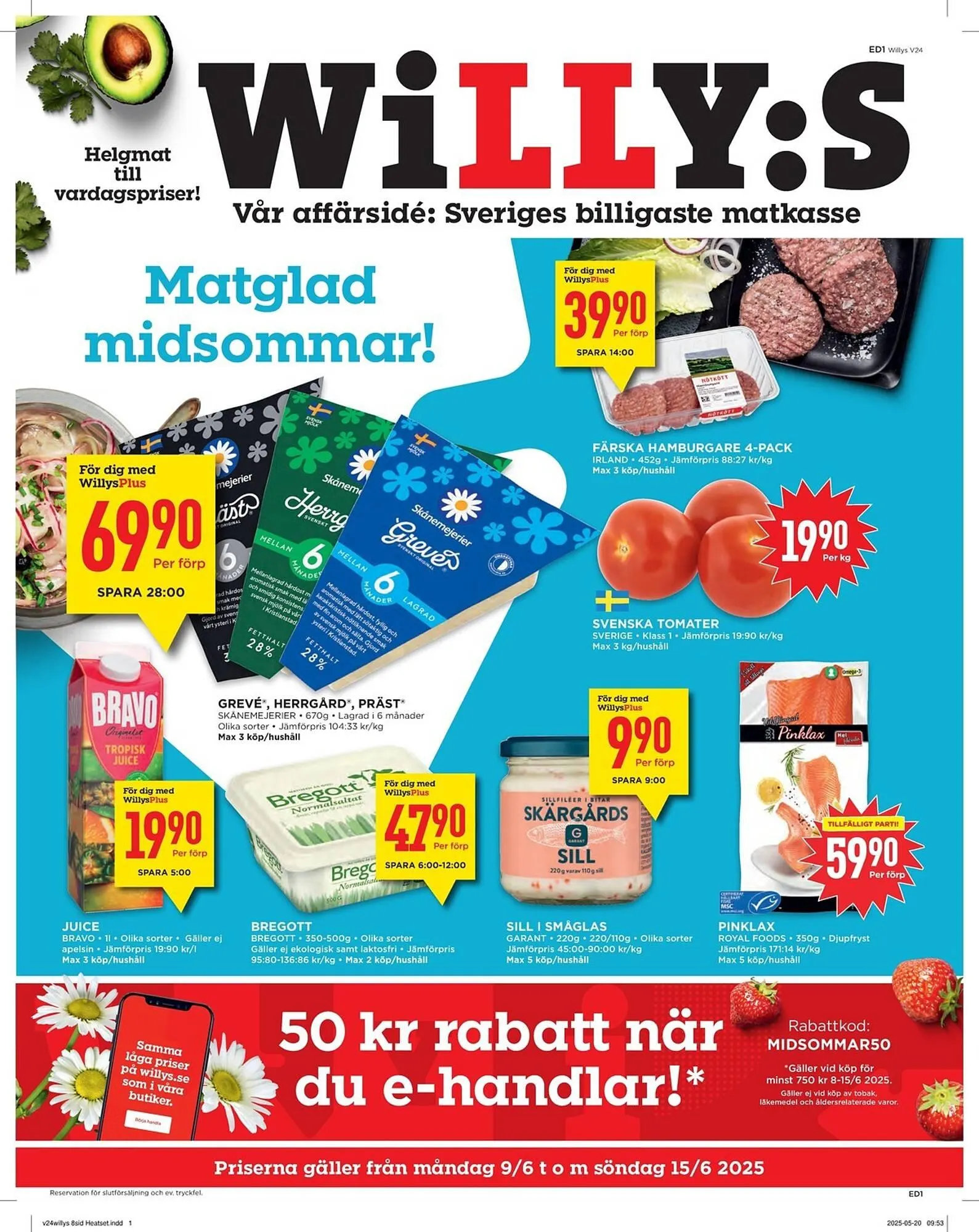 Willys reklamblad från 9 juni till 15 juni 2025 - Reklamblad sidor 1