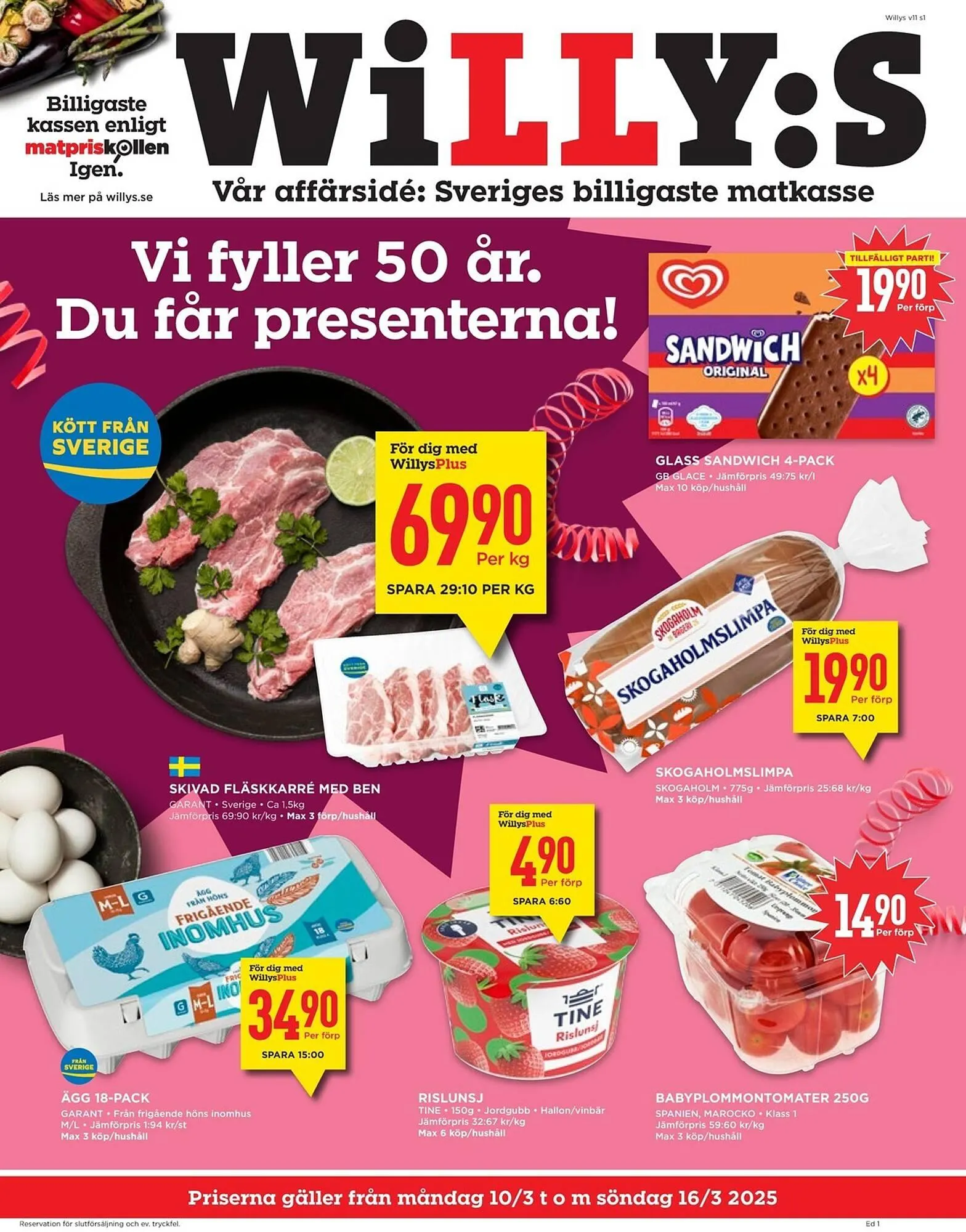 Willys reklamblad från 10 mars till 16 mars 2025 - Reklamblad sidor 1