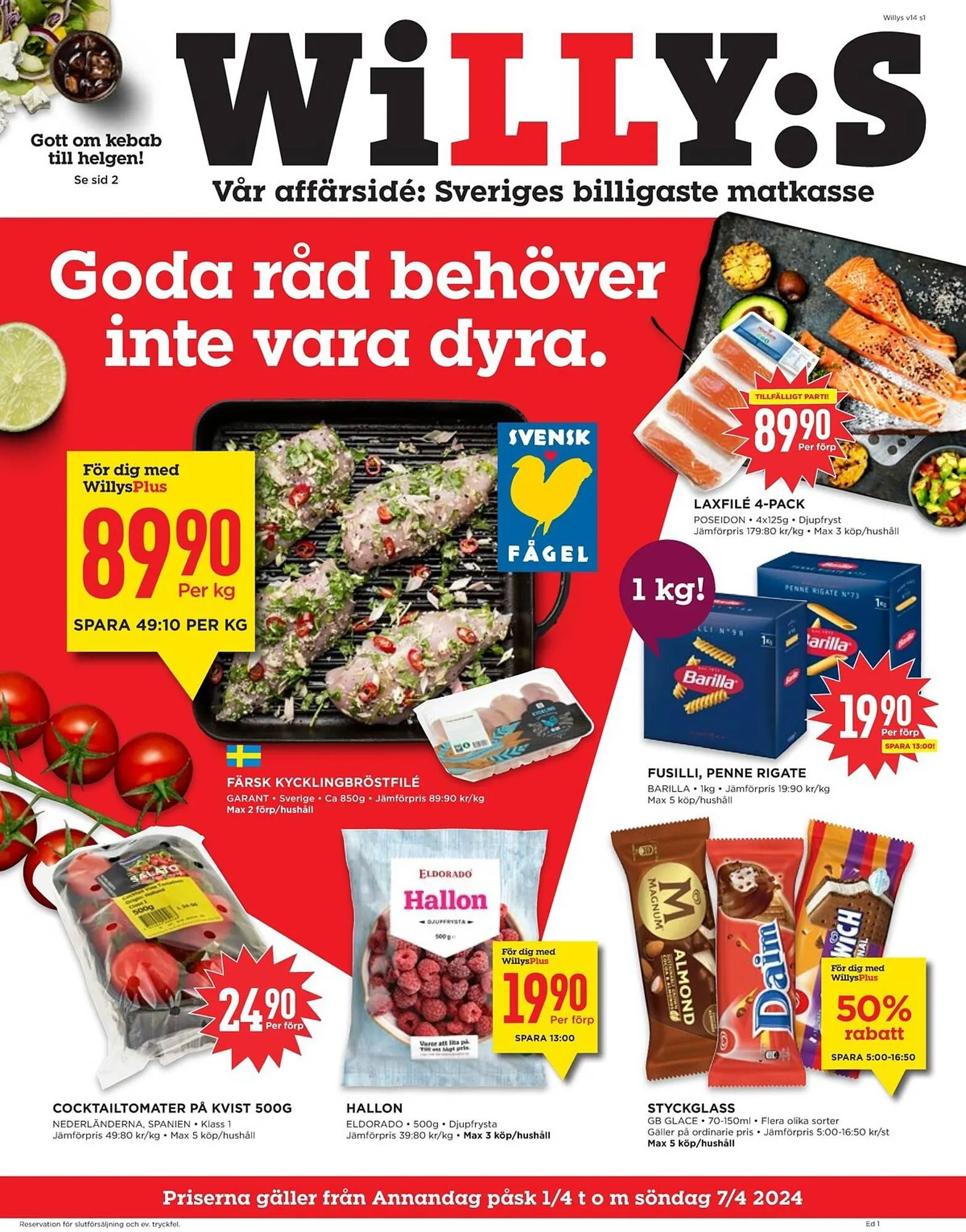 Willys reklamblad från 1 april till 7 april 2024 - Reklamblad sidor 1