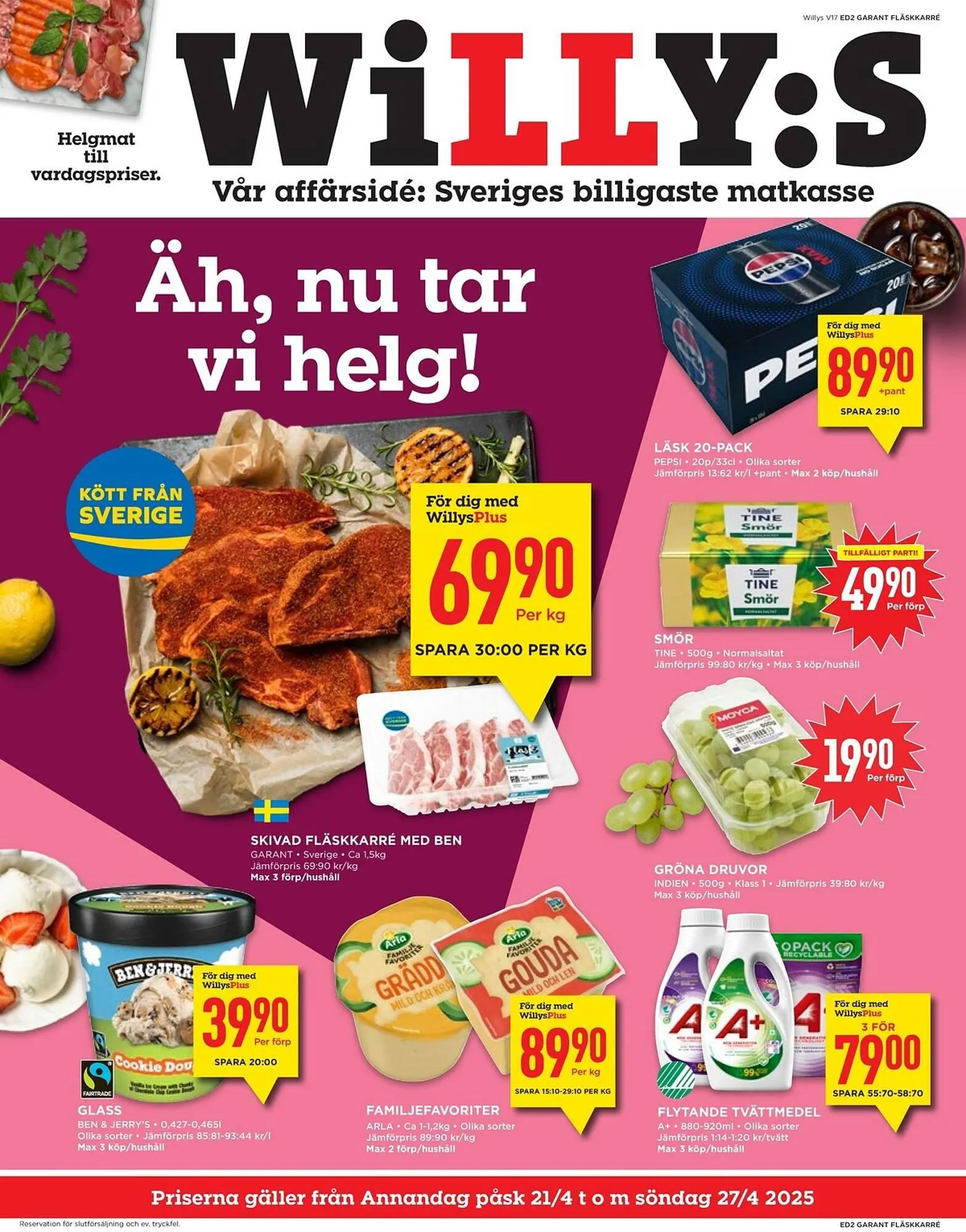 Willys reklamblad från 21 april till 27 april 2025 - Reklamblad sidor 1