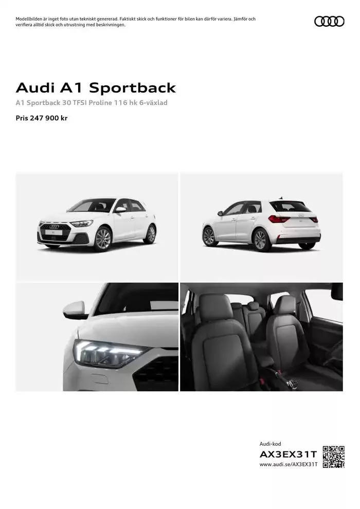 Audi A1 Sportback från 30 oktober till 30 oktober 2025 - Reklamblad sidor 1