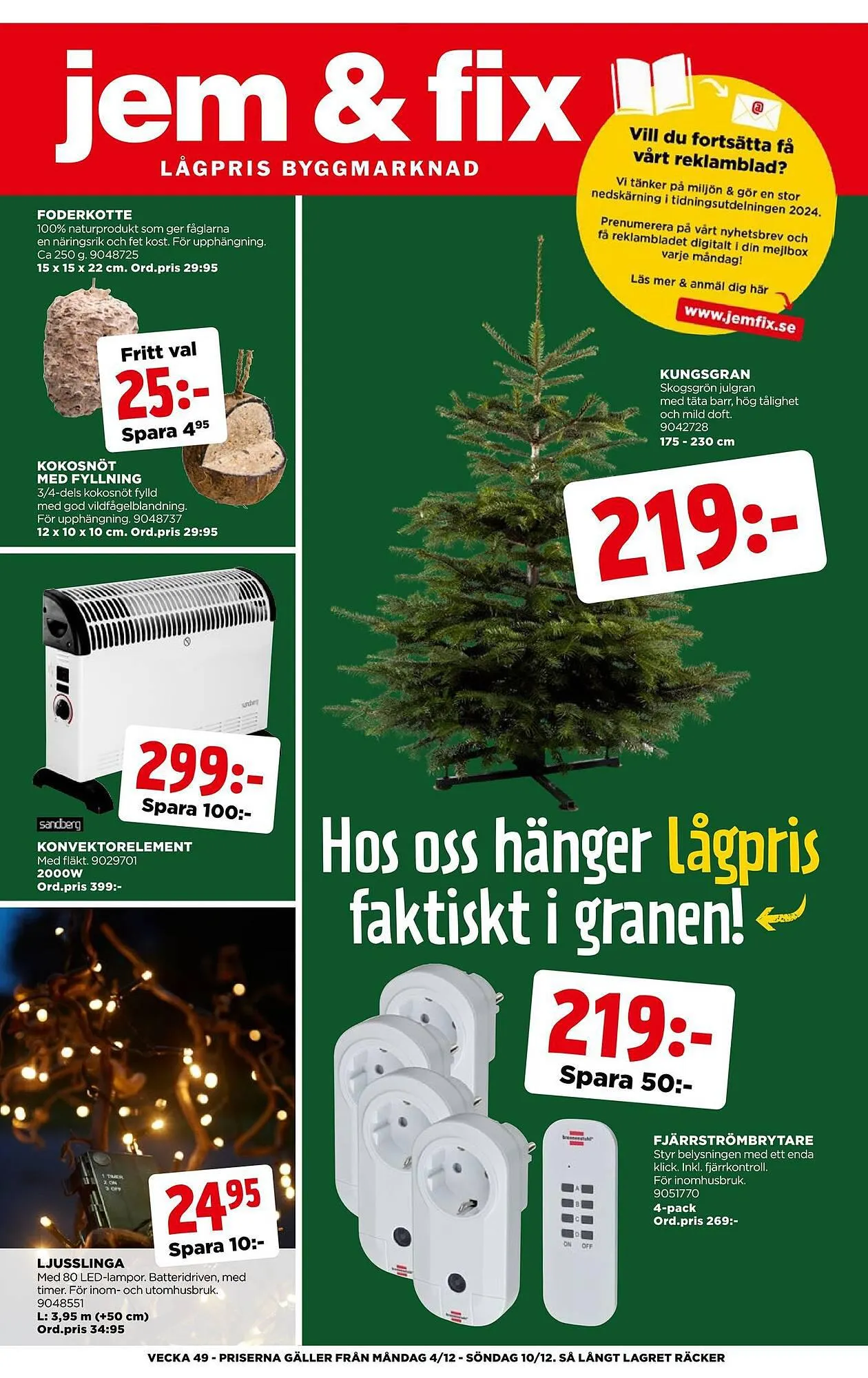 Jem&Fix reklamblad från 3 december till 10 december 2023 - Reklamblad sidor 1