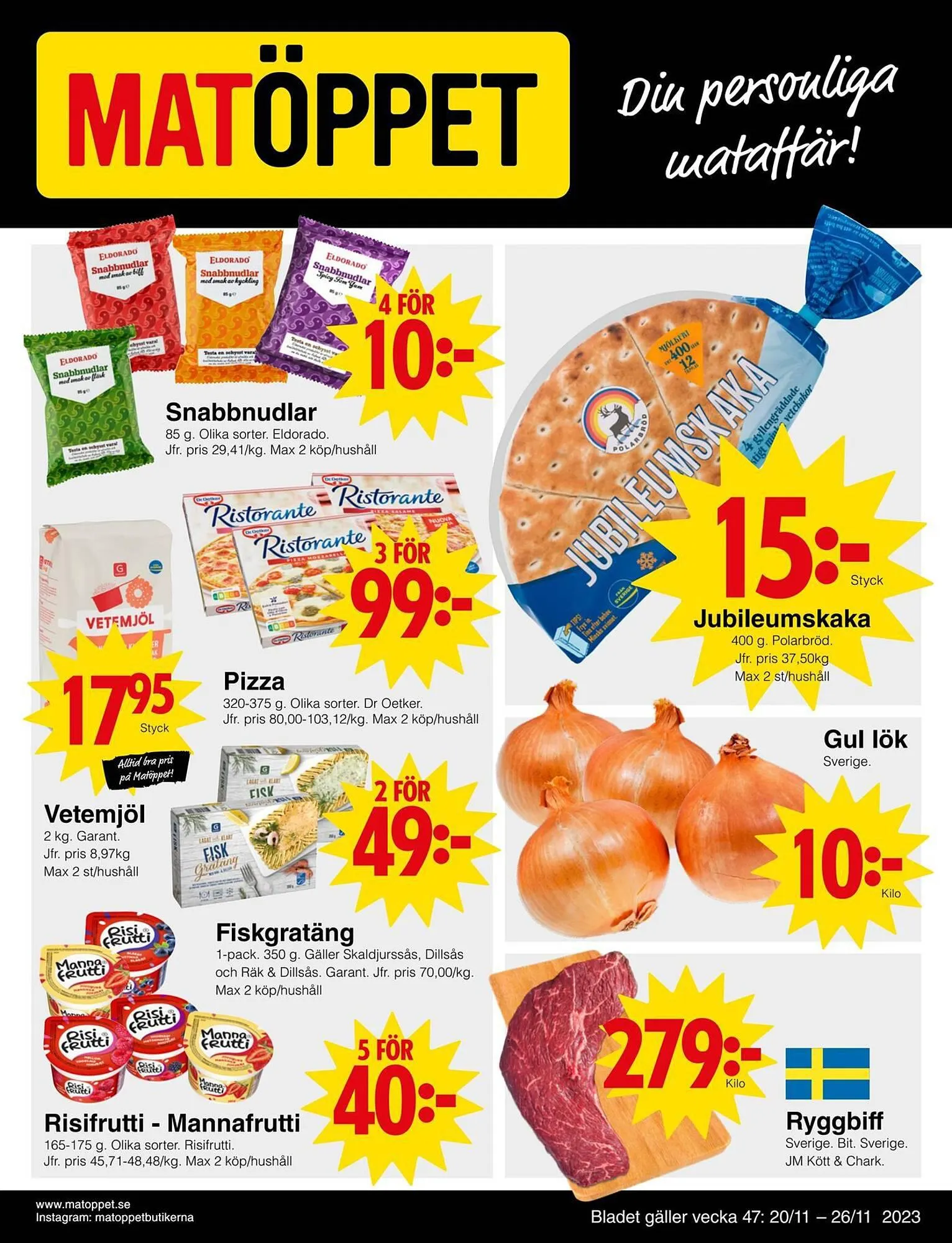 Matöppet reklamblad från 19 november till 26 november 2023 - Reklamblad sidor 1