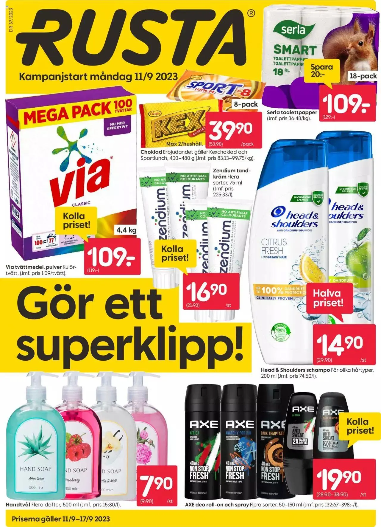 Rusta - erbjudanden från 11 september till 17 september 2023 - Reklamblad sidor 1