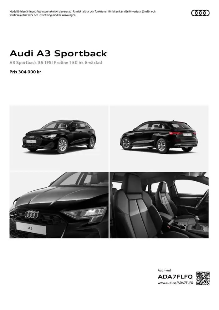Audi A3 Sportback från 29 september till 29 september 2025 - Reklamblad sidor 1