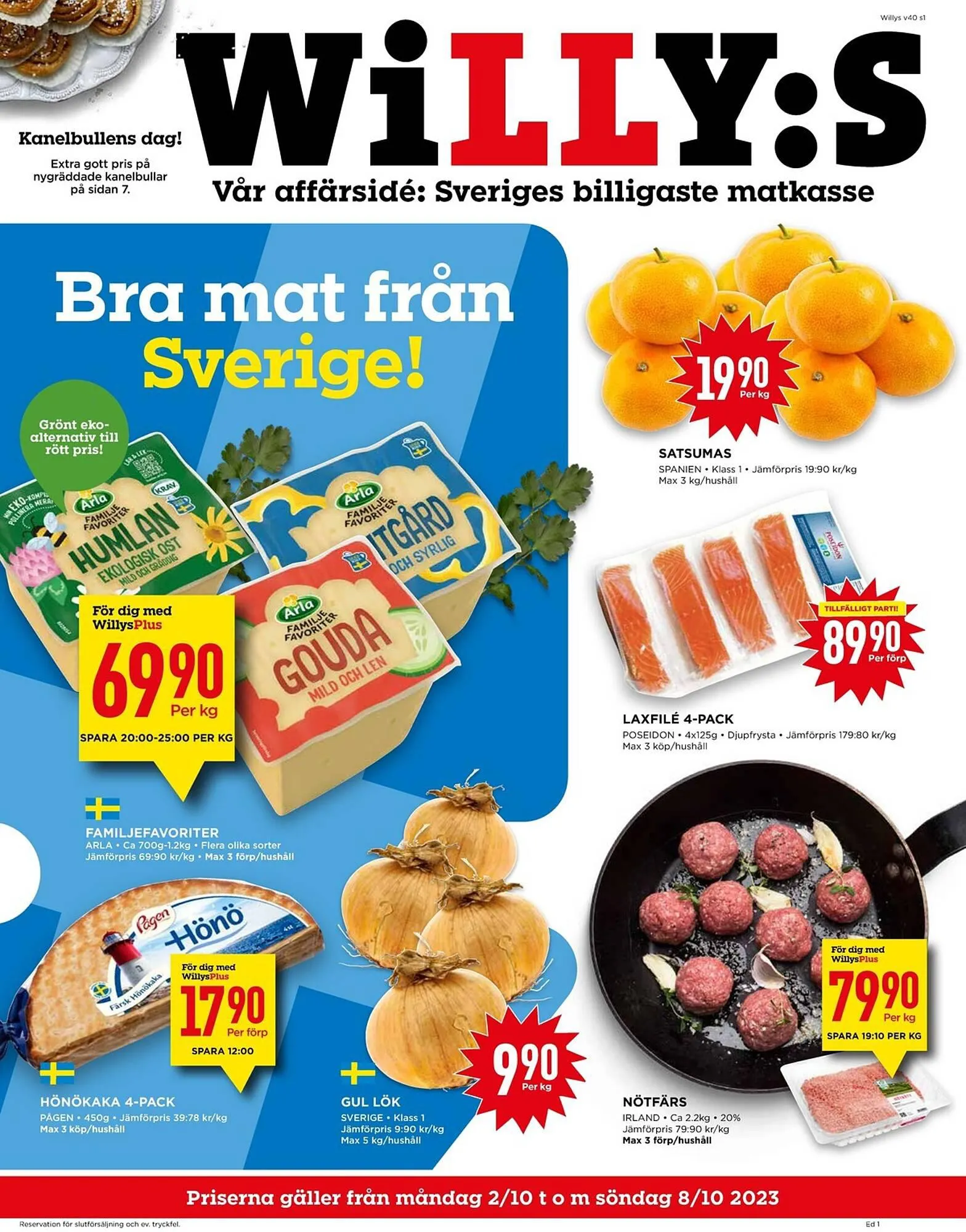 Willys reklamblad från 2 oktober till 8 oktober 2023 - Reklamblad sidor 1